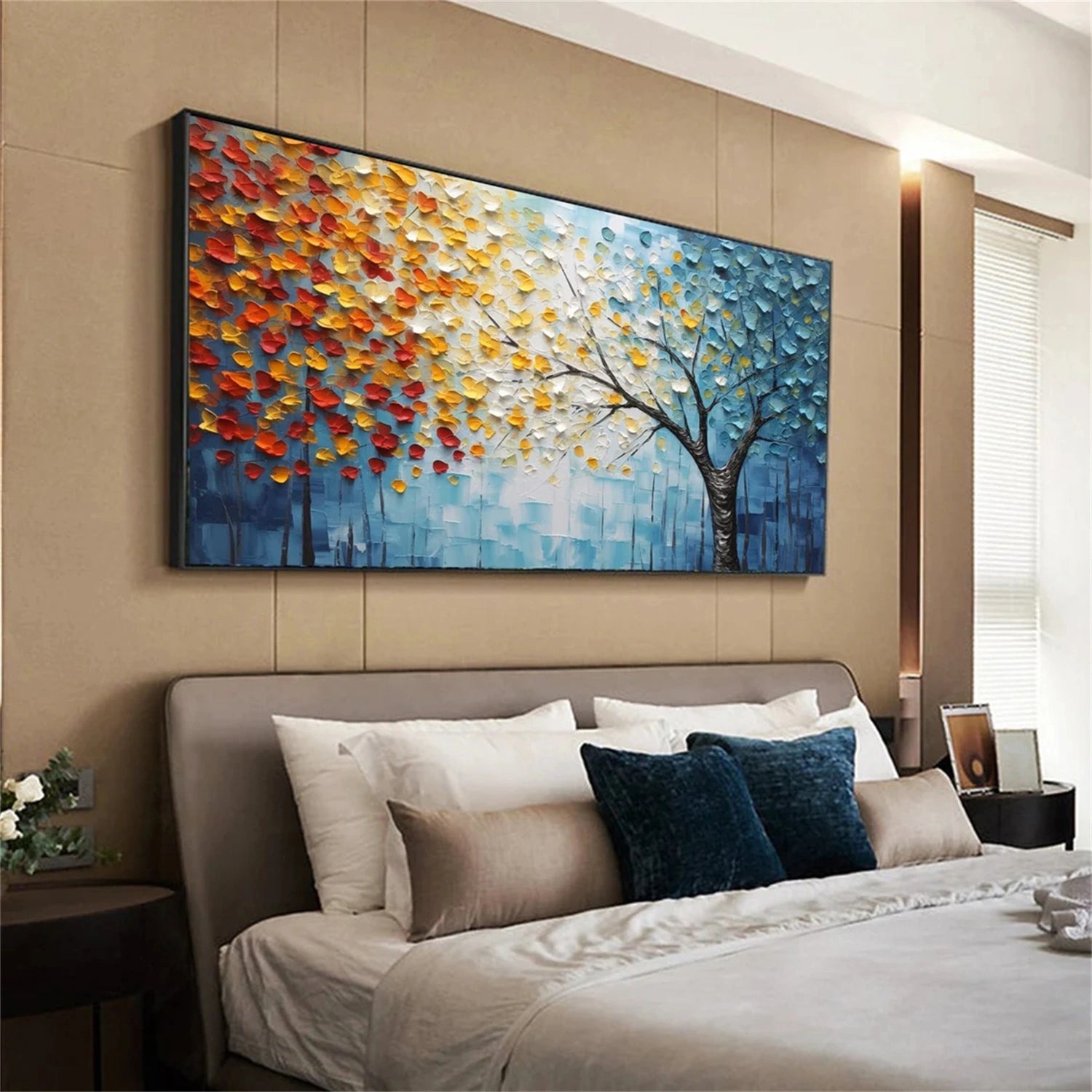 Flower and Tree Painting #FT108 - Handmade Canvas Art for Home Decor, Office & Gift Ideas