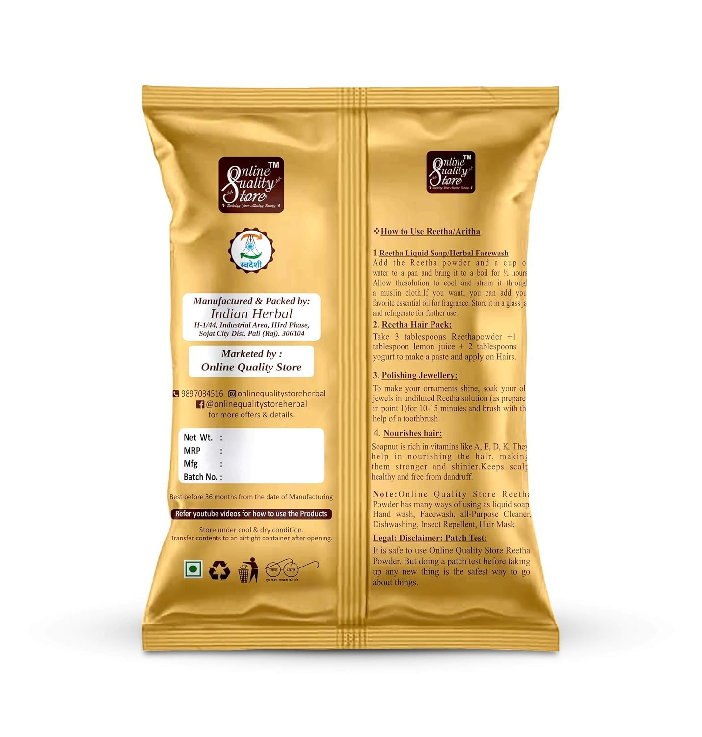 Organic Reetha Powder for Hair Care - 50g | Natural Shampoo Base for DIY Hair Wash, Scalp Treatment & Herbal Hair Growth