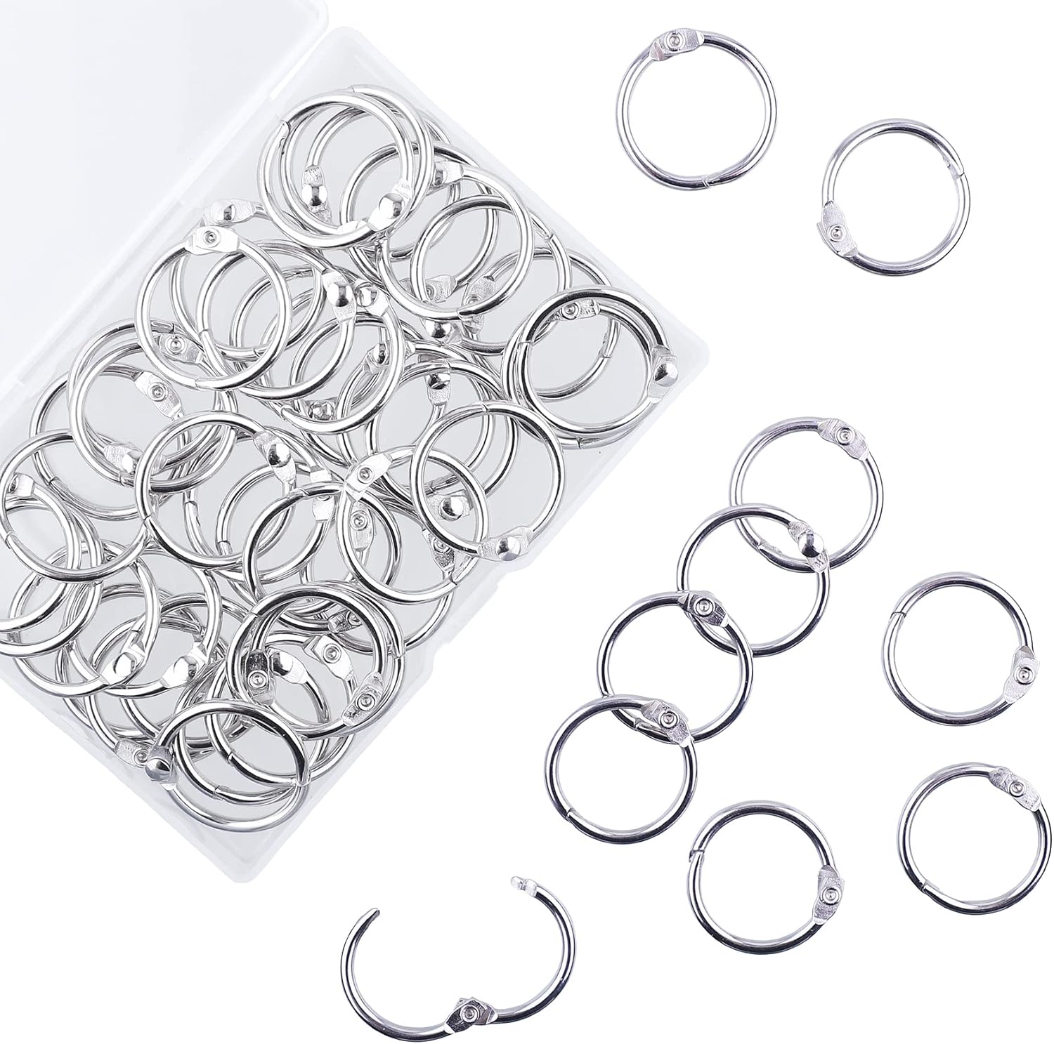 1 Inch Loose Leaf Binder Rings (50 Pack) - Nickel Plated Steel Book Rings for Office, School & Home - Durable Metal Keychain Rings, Index Card Holders - Perfect for Organizing Documents, Keys & Flashcards