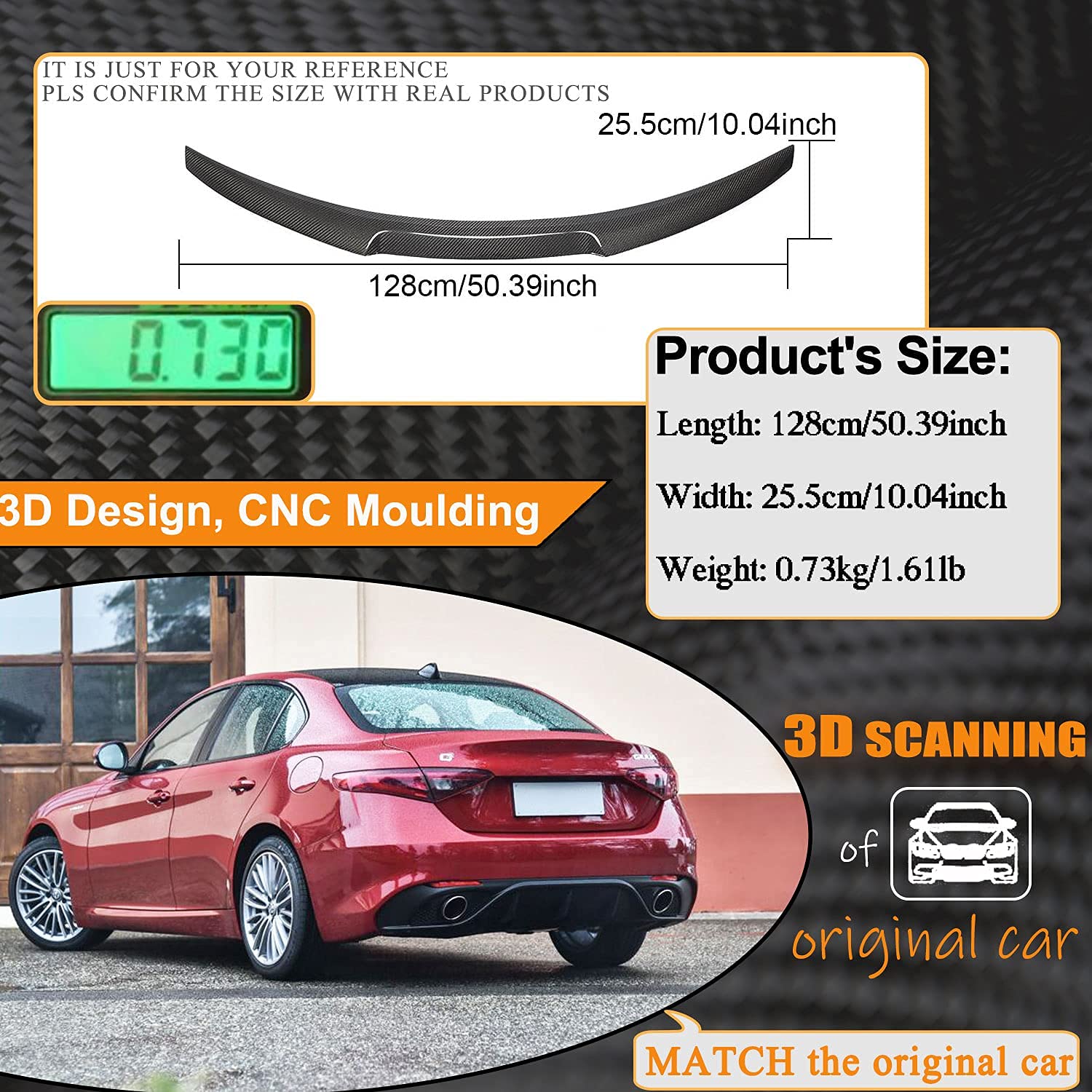 Premium Real Carbon Fiber Trunk Spoiler for Alfa Romeo Giulia Quadrifoglio 2015-2024 | High-End Rear Lip Wing | Lightweight & Durable | Enhances Aerodynamics & Sporty Look | Perfect for Racing, Car Shows & Street Performance