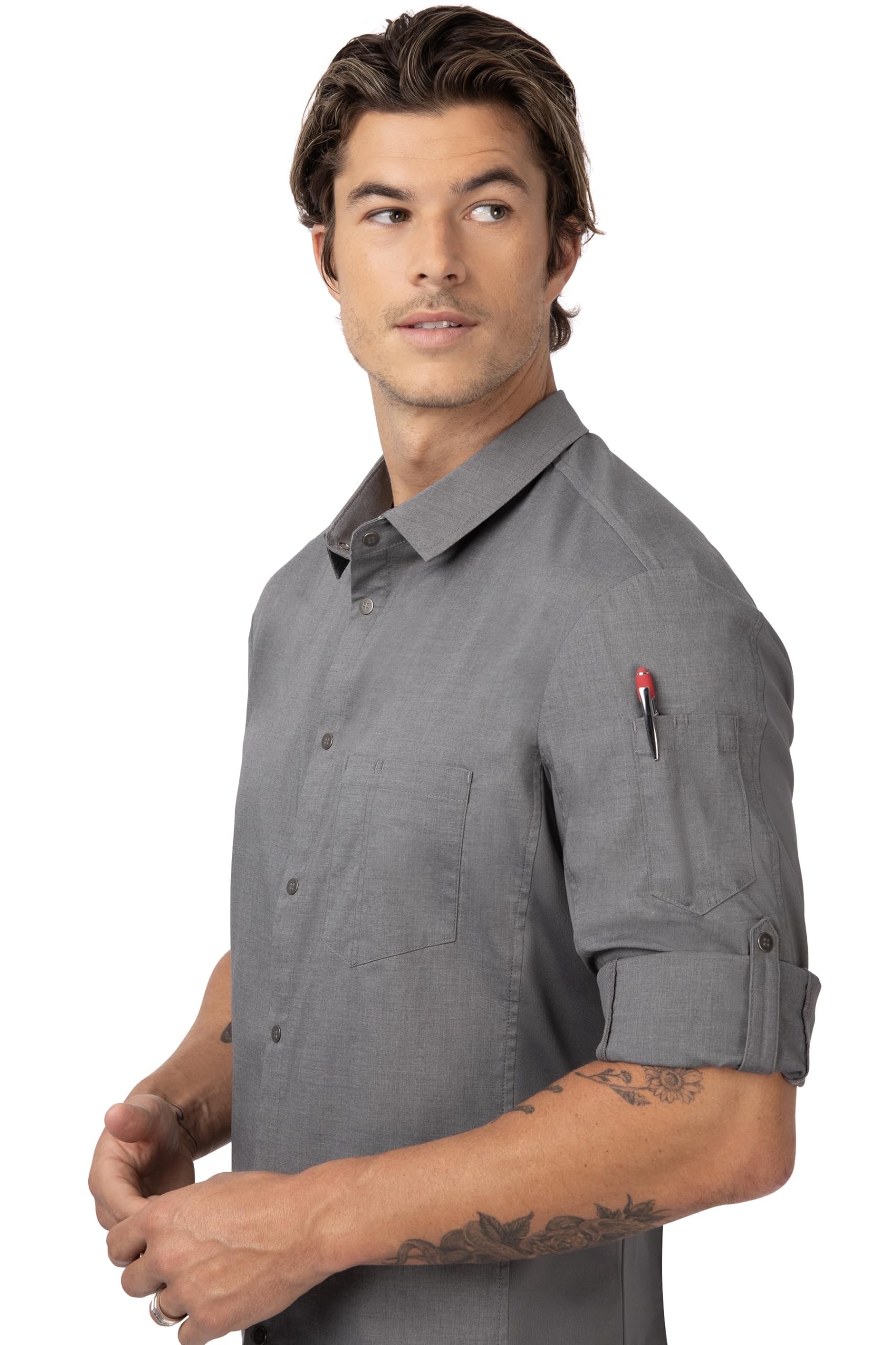 Chef Works Men's Seville Breathable Mesh Panel Work Shirt - Professional Kitchen Uniform for Chefs & Cooks | Ideal for Hot Kitchens, Cooking Classes & Restaurant Staff