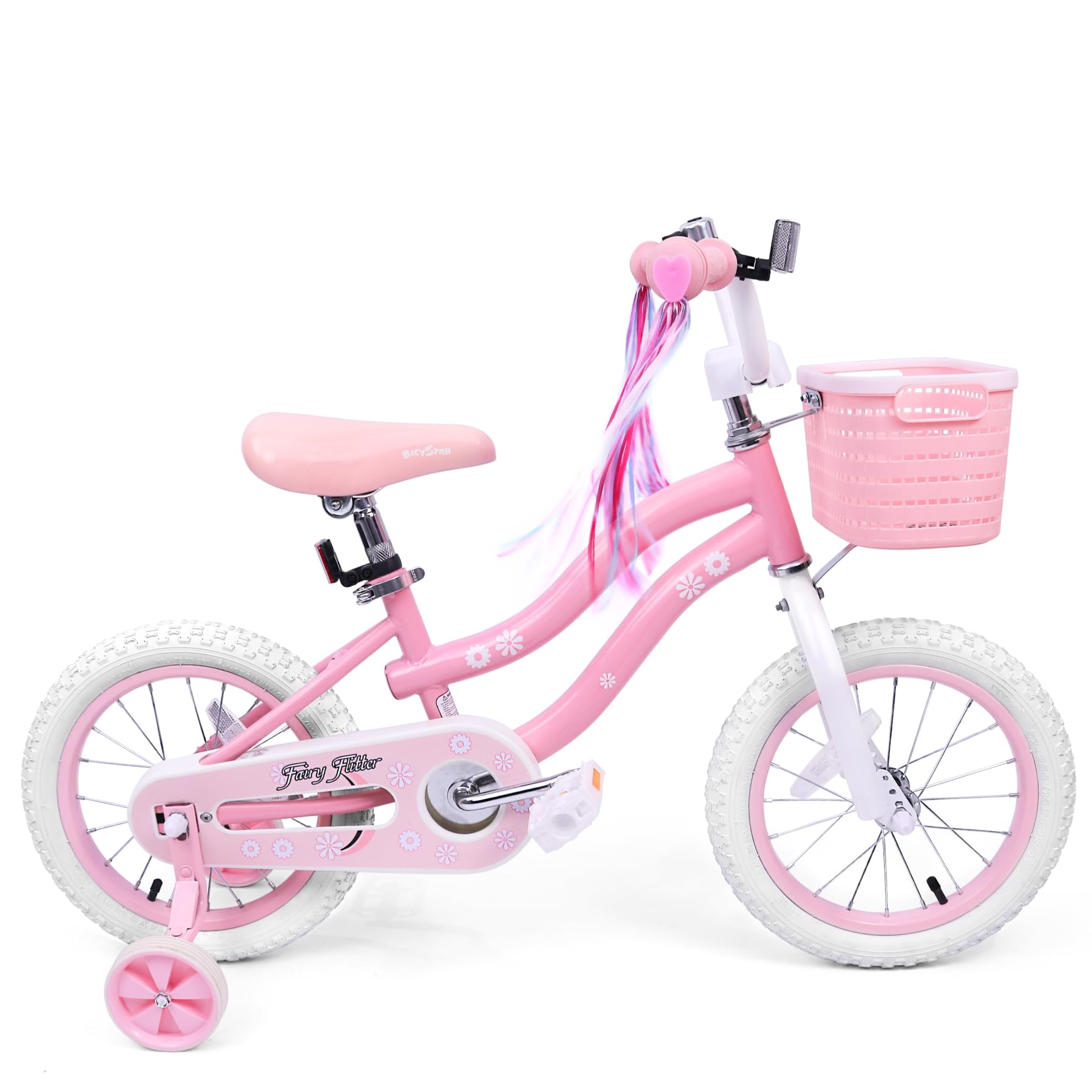 16 Inch Pink Girls Bike for Kids 3-5 Years Old - Training Wheels, Basket & Coaster Brake - Perfect Birthday Gift for Toddlers - Ideal for Neighborhood Rides, Park Adventures & Learning to Cycle
