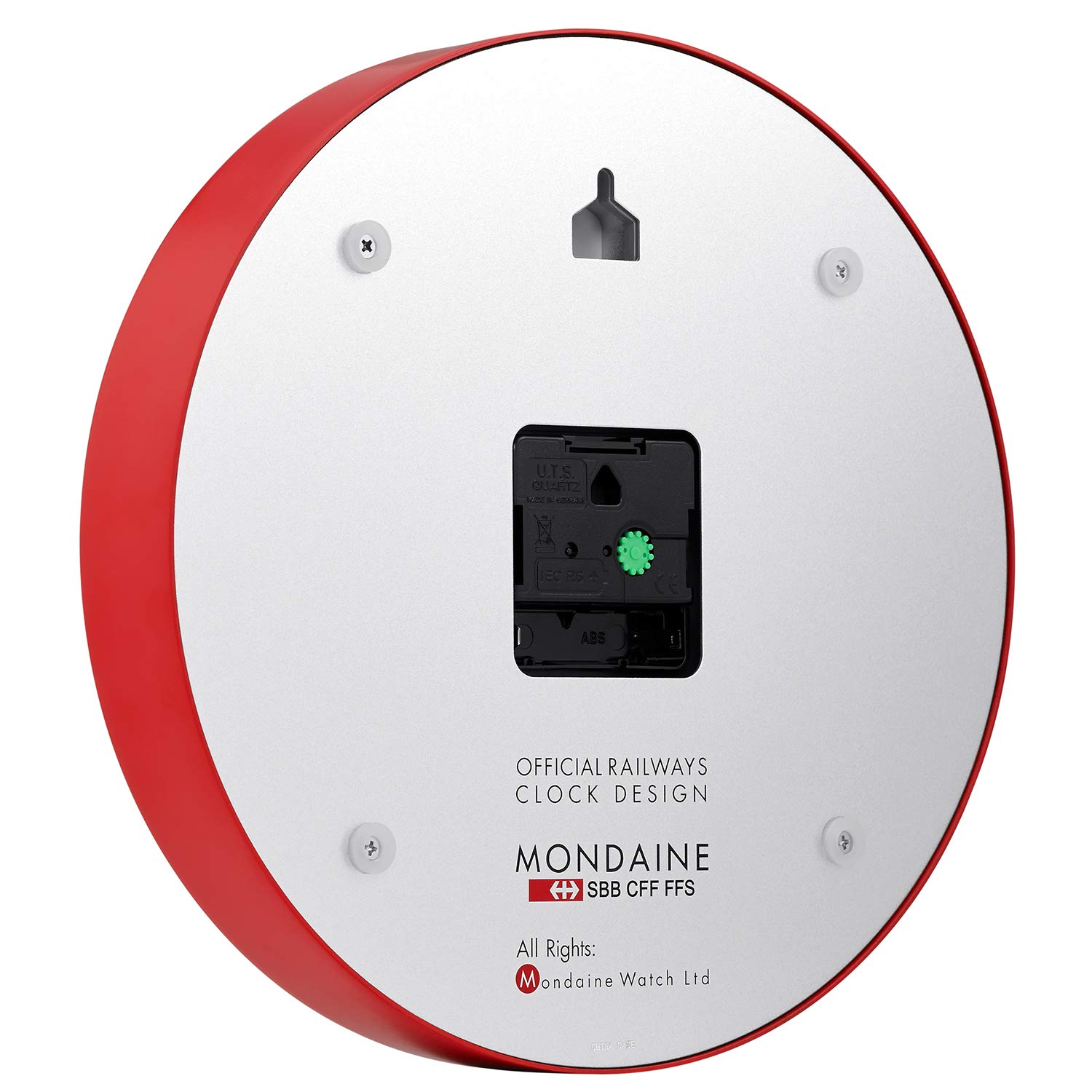 Mondaine Official Swiss Railways Wall Clock A990.Clock.11SBC - 25cm Red Second Hand with Aluminum Casing - Dust Resistant Swiss-Made Clock for Home, Office & Train Station Décor