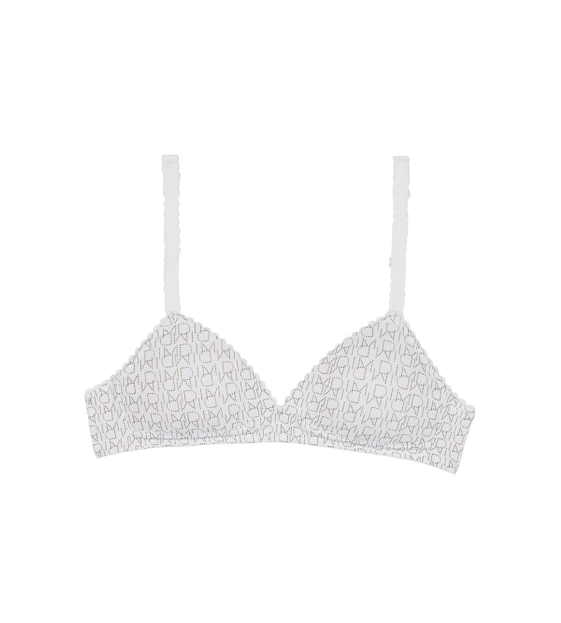 DIM Touch Girl White Logo Print Triangle Bralette - Comfortable Lace Underwire Bra for Women, Perfect for Everyday Wear and Layering Under T-Shirts