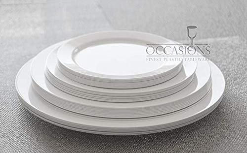 40-Pack Heavyweight Disposable Plastic Plates - 9'' White Luncheon Plates for Weddings, Parties & Events - Durable Elegant Dinnerware for Catering, BBQs & Special Occasions