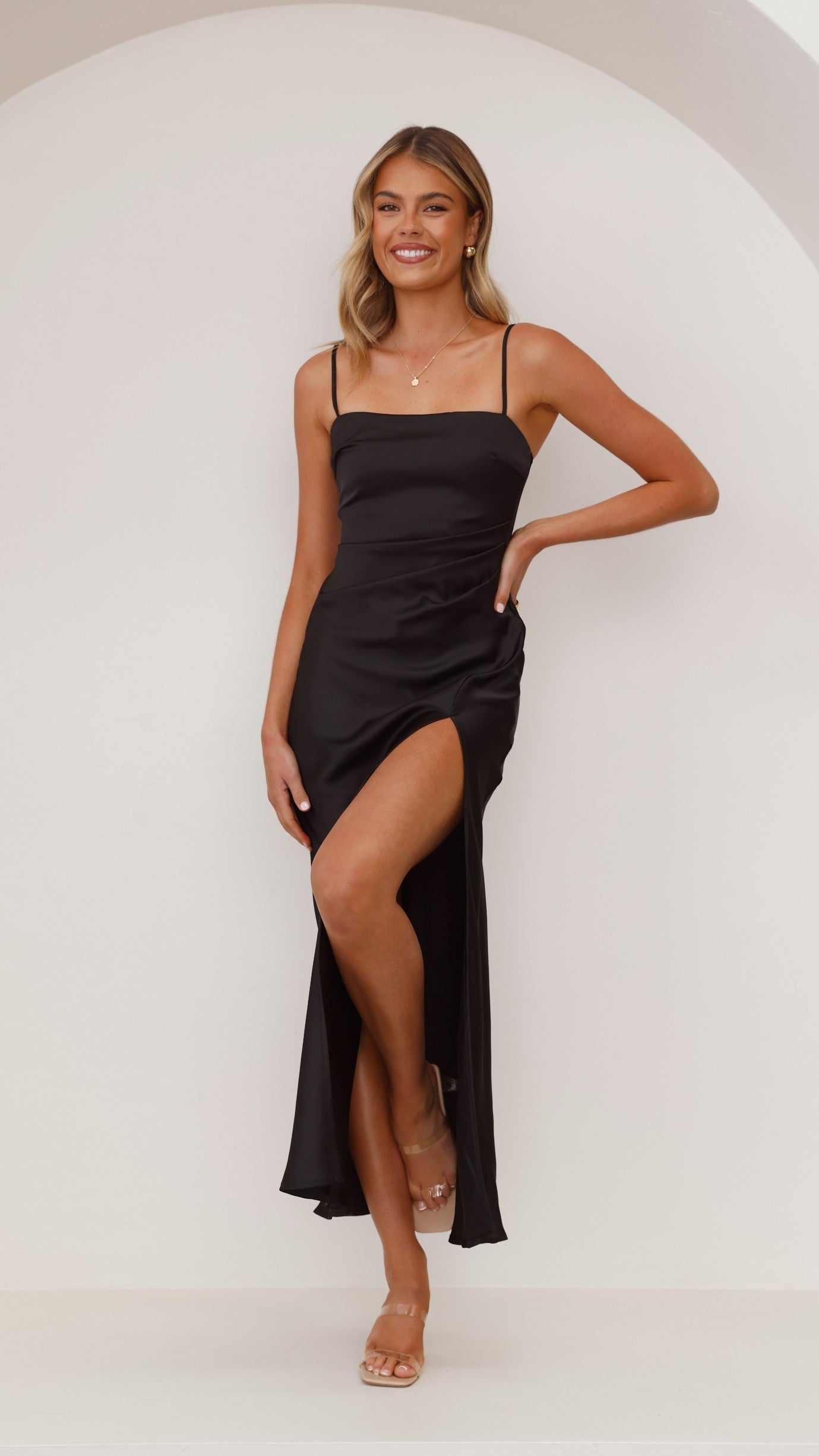 Ilana Maxi Dress for Women - Elegant Black Long Flowy Dress for Summer, Beach, Party & Evening Wear