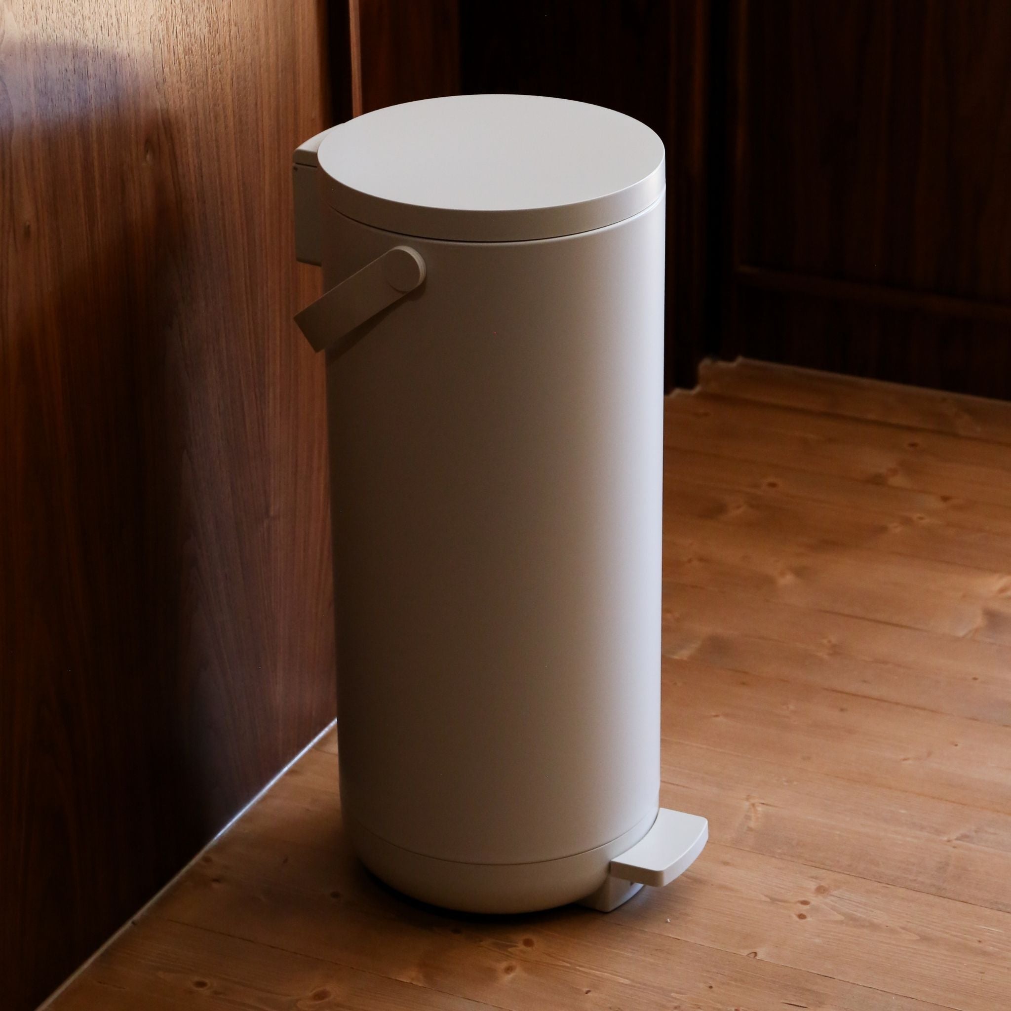 ZONE DENMARK 35L Circular Pedal Trash Can - 65cm Height, Warm Grey | Modern Kitchen & Office Waste Bin with Foot Pedal for Hands-Free Use