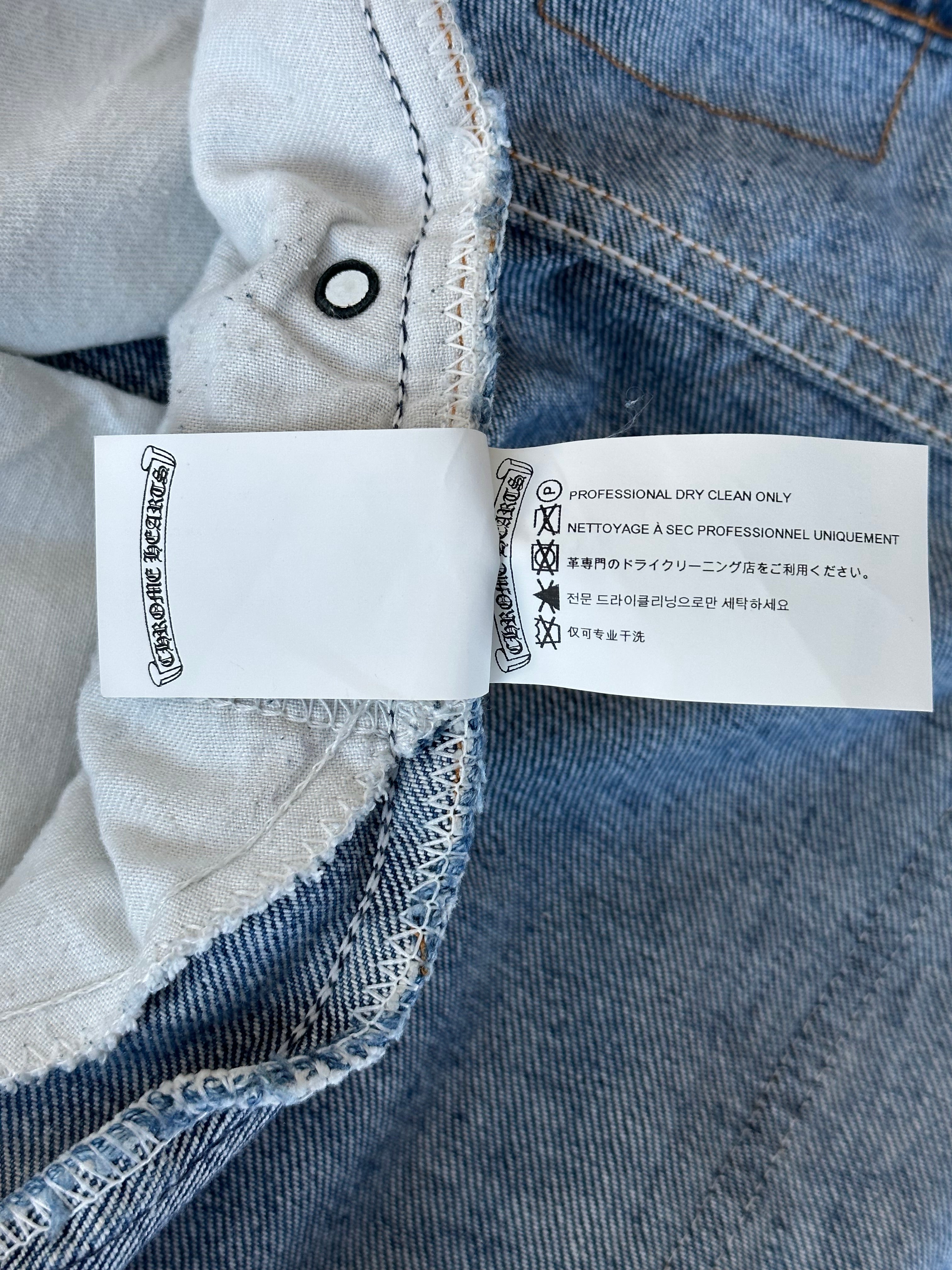Chrome Hearts x Levi's Blue & Black Cross Patch Denim Jeans for Men - Stylish Streetwear & Casual Outfits