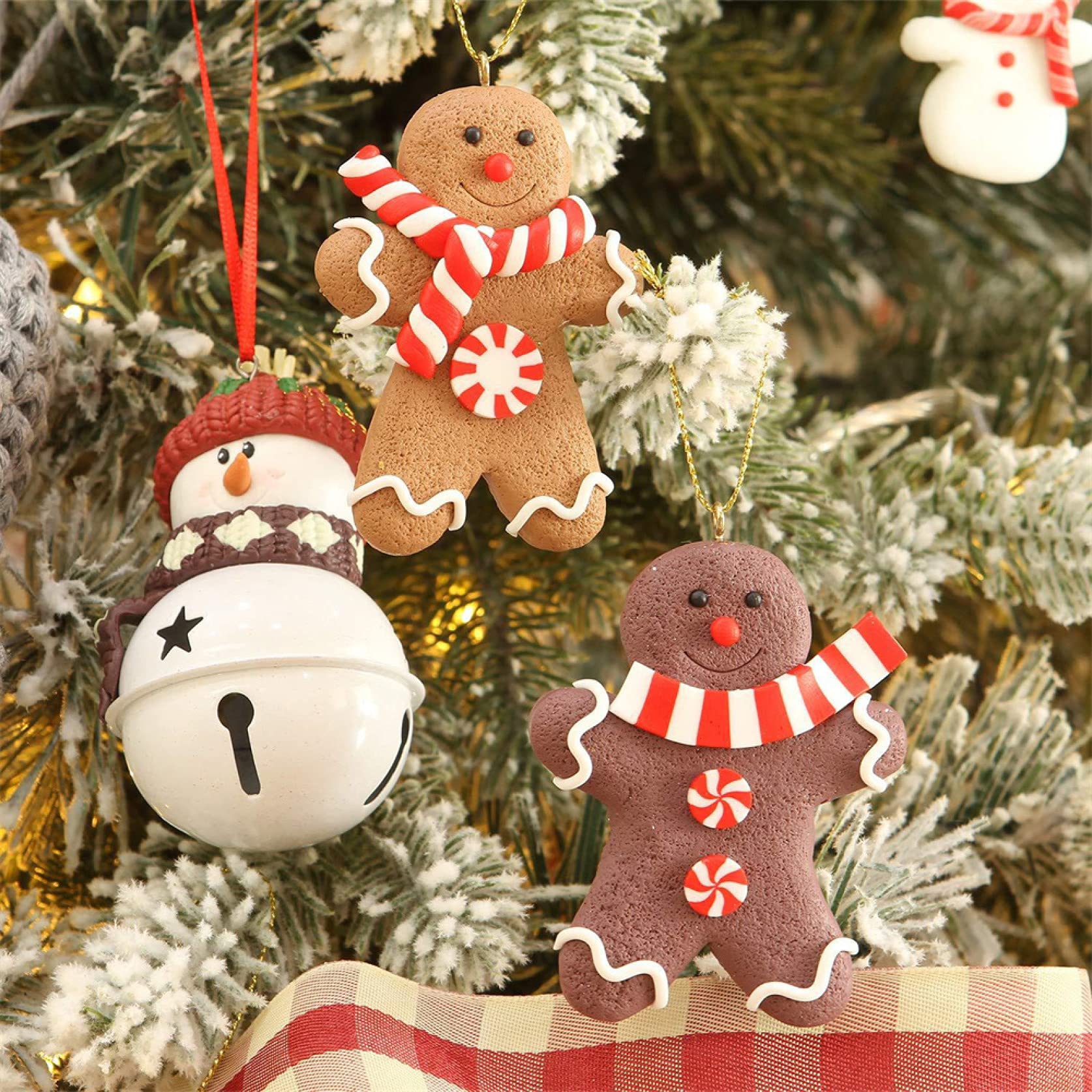 12Pcs Gingerbread Man Christmas Tree Ornaments - Hanging Decorations for Xmas Party, Home Decor, Kids Gift (Perfect for Holiday Tree Decorating & Festive Party Supplies)