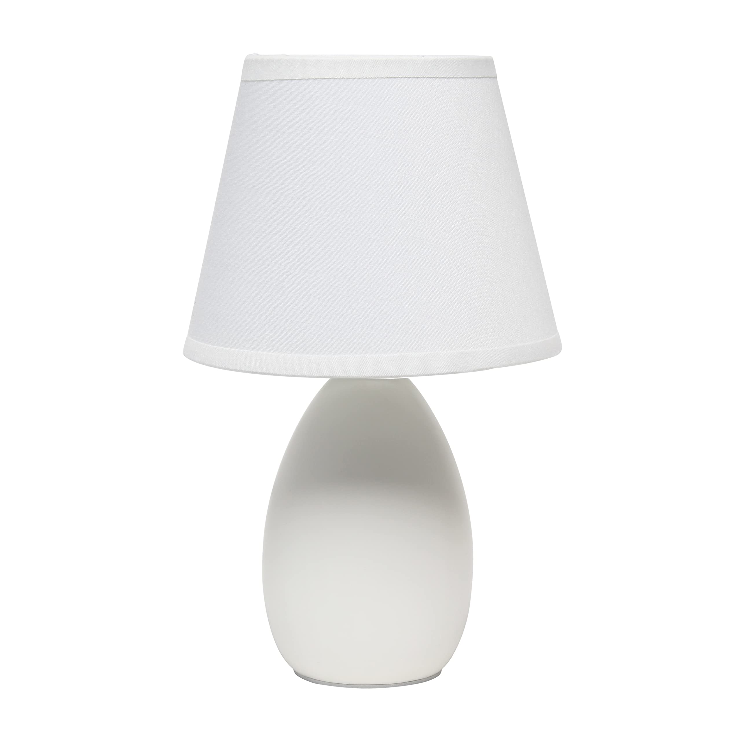 Simple Designs LT2009-OFF Mini Egg Oval Ceramic Table Desk Lamp in Off White - 5.51 x 5.51 x 9.45 Inches - Perfect for Bedroom Nightstand, Office Desk, or Living Room Accent Lighting