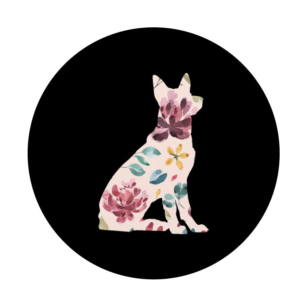 German Shepherd Watercolor Flower Design Pet Dog PopSockets PopGrip - Swappable Phone & Tablet Holder for German Shepherd Lovers | Perfect for Pet Owners, Dog Walkers & Animal Enthusiasts