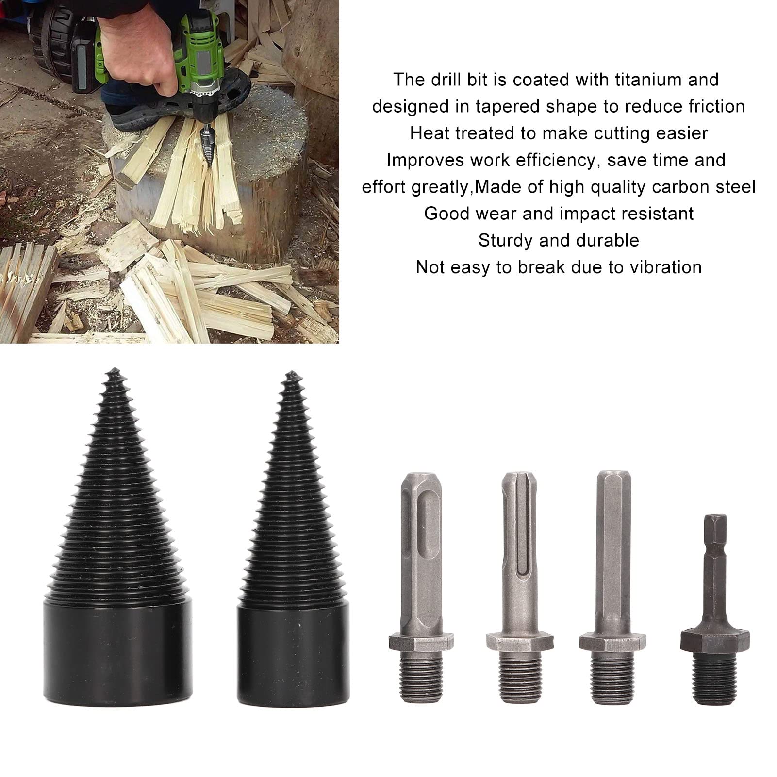 Heavy Duty YWBL-WH Wood Cone Drill Bits Splitter Kit - 32mm & 42mm Sizes for Woodworking, DIY Projects, and Log Splitting | Perfect for Firewood Processing, Furniture Making, and Carpentry Work