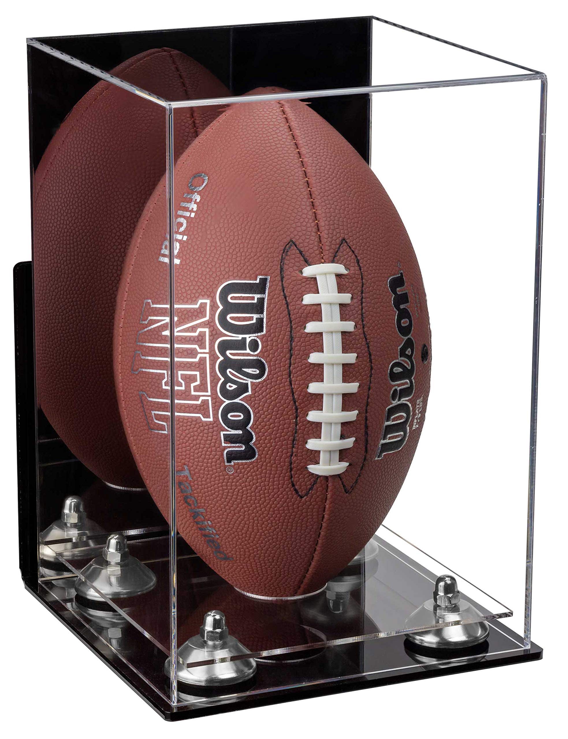 Premium Acrylic Football Display Case with Adjustable Risers - Showcase Your Full-Size Football Memorabilia in Style - Perfect for Home Decor, Sports Collections, and Trophy Displays