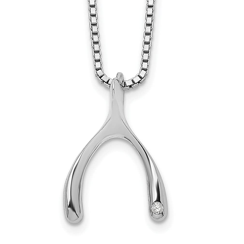 925 Sterling Silver 18 Inch Diamond Wishbone Pendant Necklace with Italian Horn Charm & 2 Extenders - Elegant Good Luck Jewelry for Women, Perfect for Gifts, Everyday Wear & Special Occasions