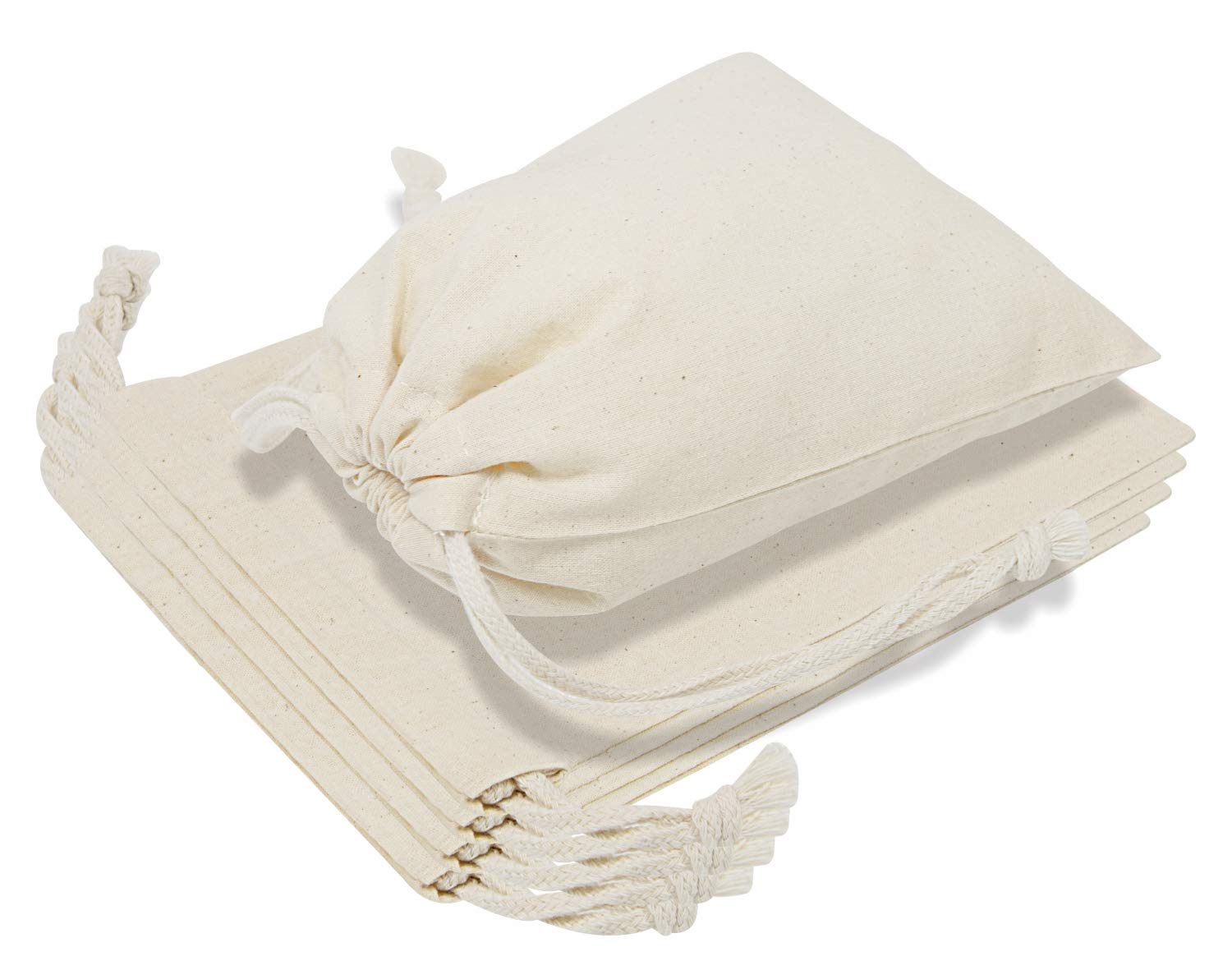 TOPDesign 10-Pack 10” x 12” Reusable Cotton Produce Bags - Eco-Friendly Muslin Drawstring Bags for Grocery Shopping, Farmers Market & Food Storage - 100% Natural, Washable & Biodegradable - Perfect for Fruits, Vegetables & Bulk Foods