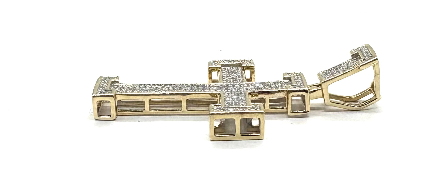 14K Gold Diamond Pave Bar Cross Pendant Necklace for Women - Elegant Religious Jewelry Gift for Baptism, Confirmation & Everyday Wear