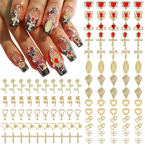 120PCS Gold Nail Charms