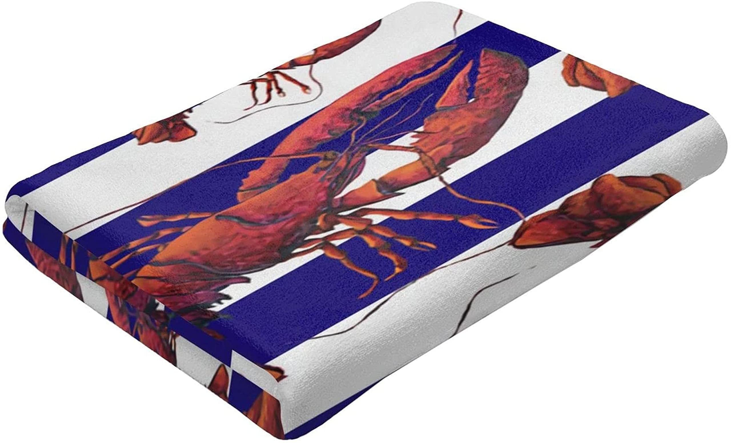 Striped Lobster Beach Towel - Quick Drying, Super Soft & Absorbent Lightweight Bath Towel for Swimming Pool, Travel, and Beach Vacation