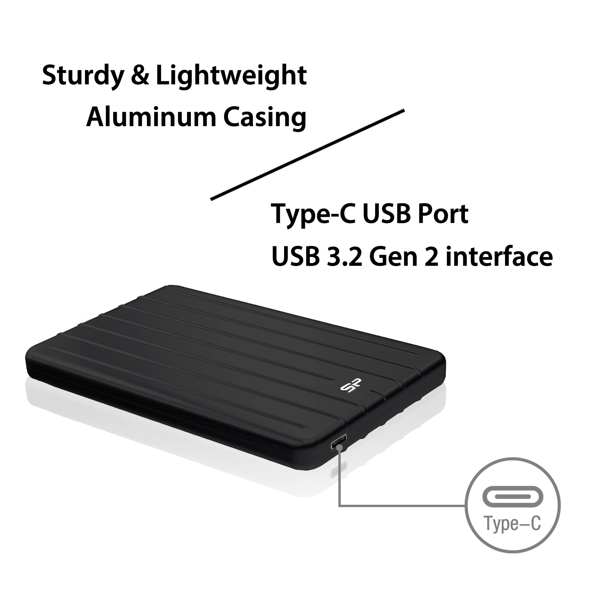 Silicon Power 2TB Rugged Portable External SSD - USB 3.2 Gen 2 (10Gbps) with USB-C & USB-A Cables - Shockproof & Water Resistant for PC, Mac, Xbox, PS4/PS5 - Perfect for Gaming, Photography & Data Backup (Bolt B75 Pro)