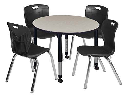 Regency Kee Adjustable Height Mobile Classroom Table Set with 4 Chairs - 42