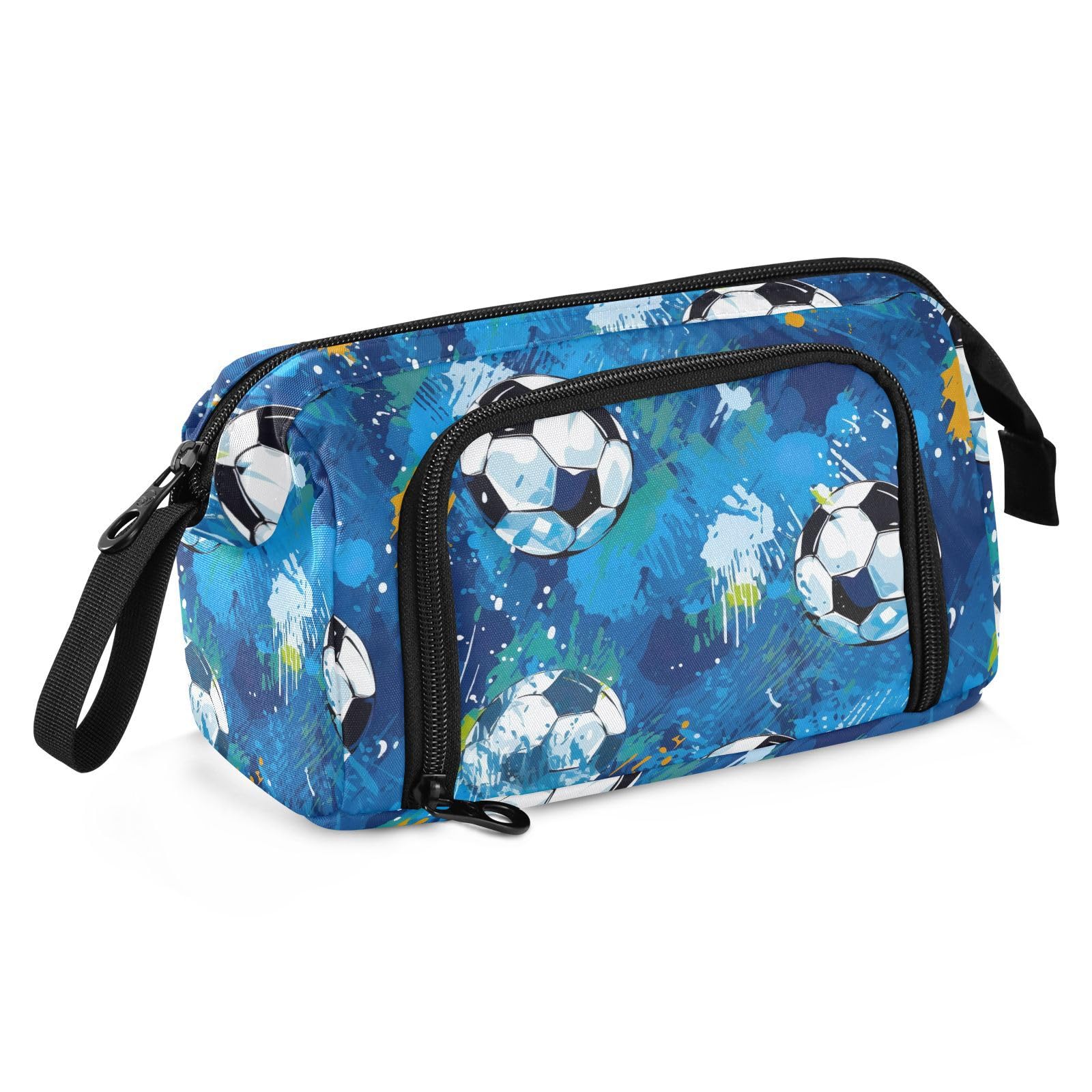 Premium Soccer-Themed Large Capacity Pencil Case with Zipper - Aesthetic School Supply Organizer for Students, Teens & Adults | Perfect for Sports Fans, School, Office & Travel