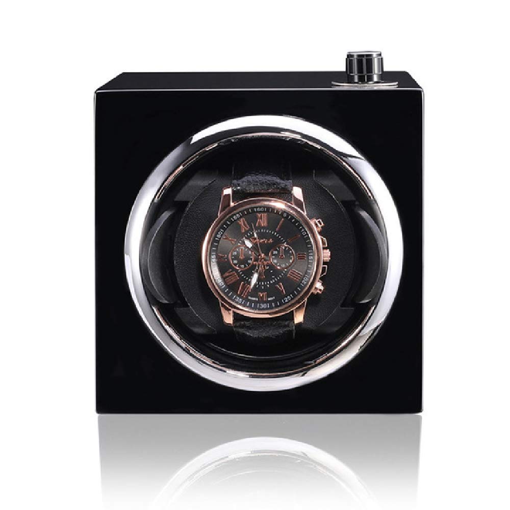 Automatic Mechanical Watch Winder Box - Single Watch Rotator with Free Cover - Watch Winding Case for Automatic & Self-Winding Watches - Perfect for Watch Collectors & Enthusiasts (Home, Office, Travel)