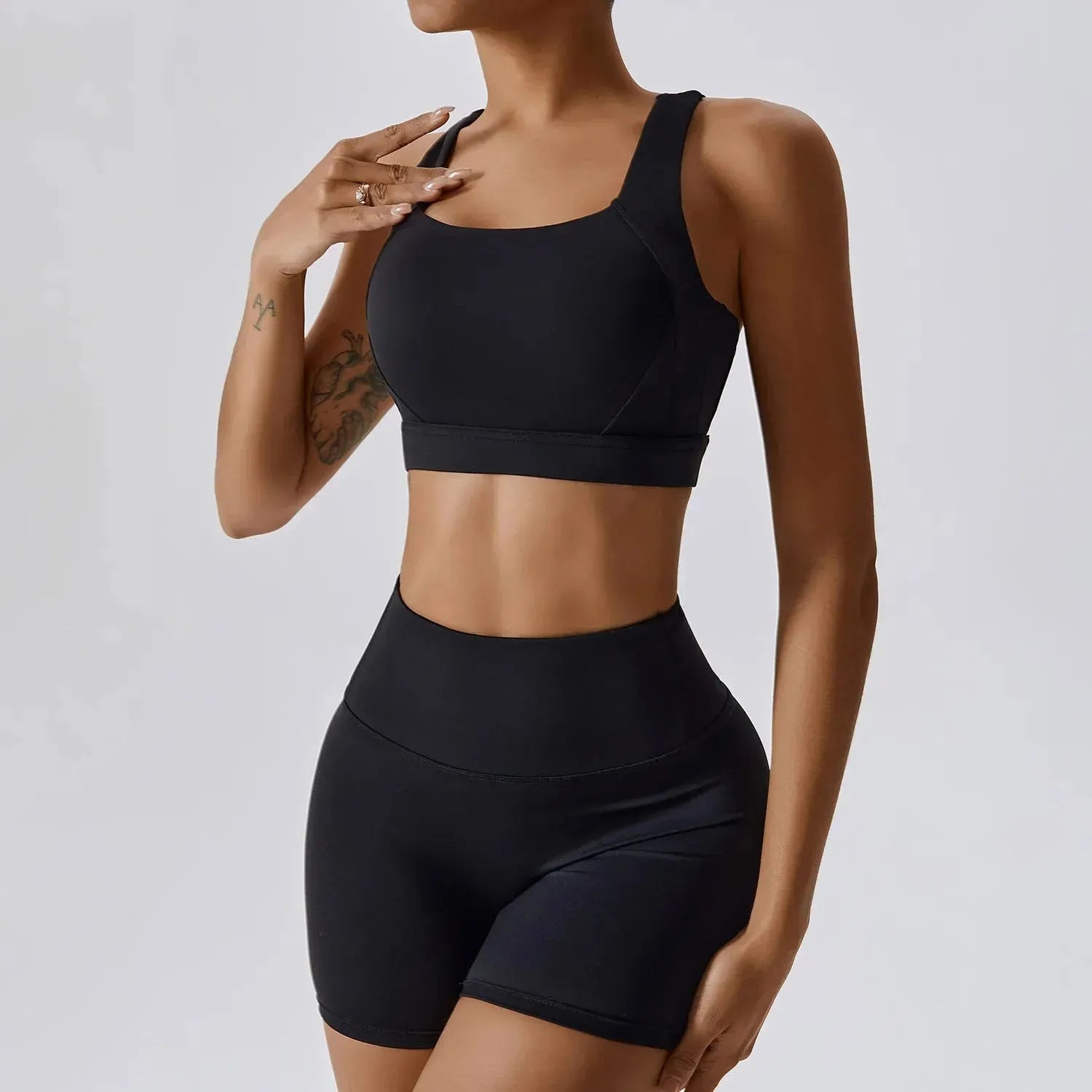 Nude Feeling Yoga Sport Sets for Women - Summer Fitness Workout Clothes with Cross Back Sports Bra & Gym Shorts | Perfect for Yoga, Running, Gym & Outdoor Activities