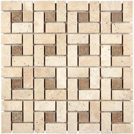 Ivory Travertine Pinwheel Mosaic Tile - Small & Large Size Natural Stone Wall & Floor Tile for Bathroom, Kitchen Backsplash & Shower Decor