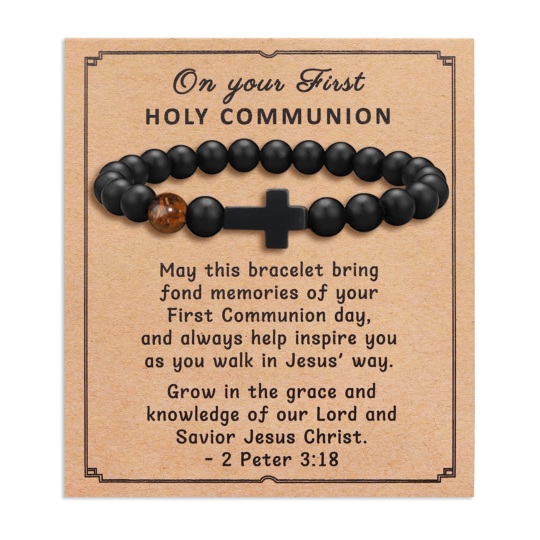 Men's Beaded Cross Bracelet - Religious Gift for Dad, Bonus Dad, Uncle, Son & Nephew | First Communion, Confirmation, Baptism & Christian Gifts | Perfect for Father's Day, Birthday & Christmas | Faith-Based Jewelry for Daily Wear & Special Occasions