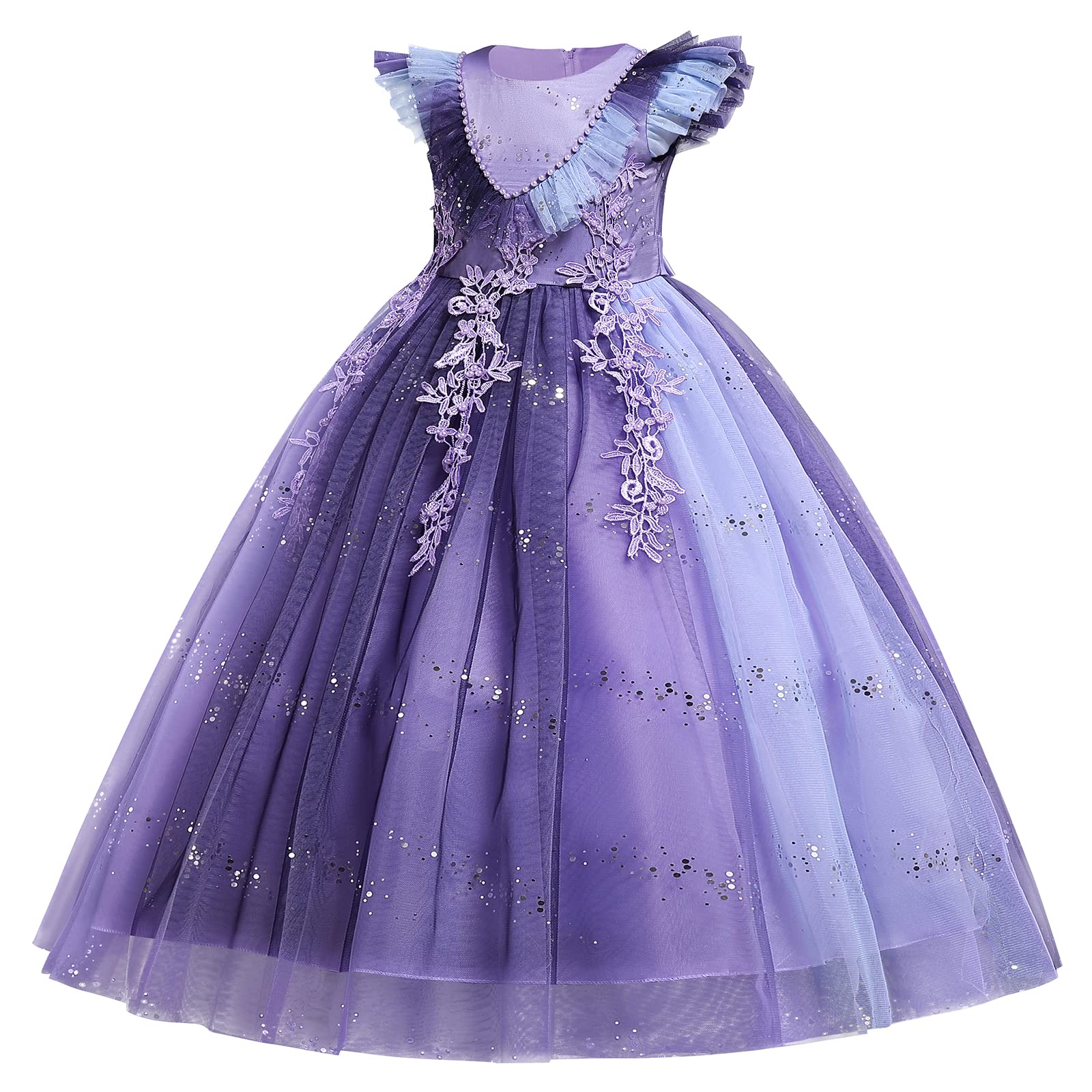 Sparkly Flower Girl Dress for Toddlers - Glitter Sequins Princess Pageant Gown with Gradient Floral Design for Weddings, Birthday Parties & Special Occasions