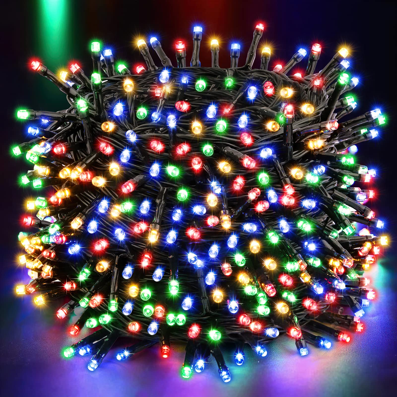 Techip 108FT 300LED Christmas String Lights - Outdoor Indoor Waterproof Fairy Lights with Memory Function, 8 Lighting Modes, Extendable Green Wire - Perfect for Xmas Tree, Holiday Party, Garden, Wedding, Patio & Home Decor