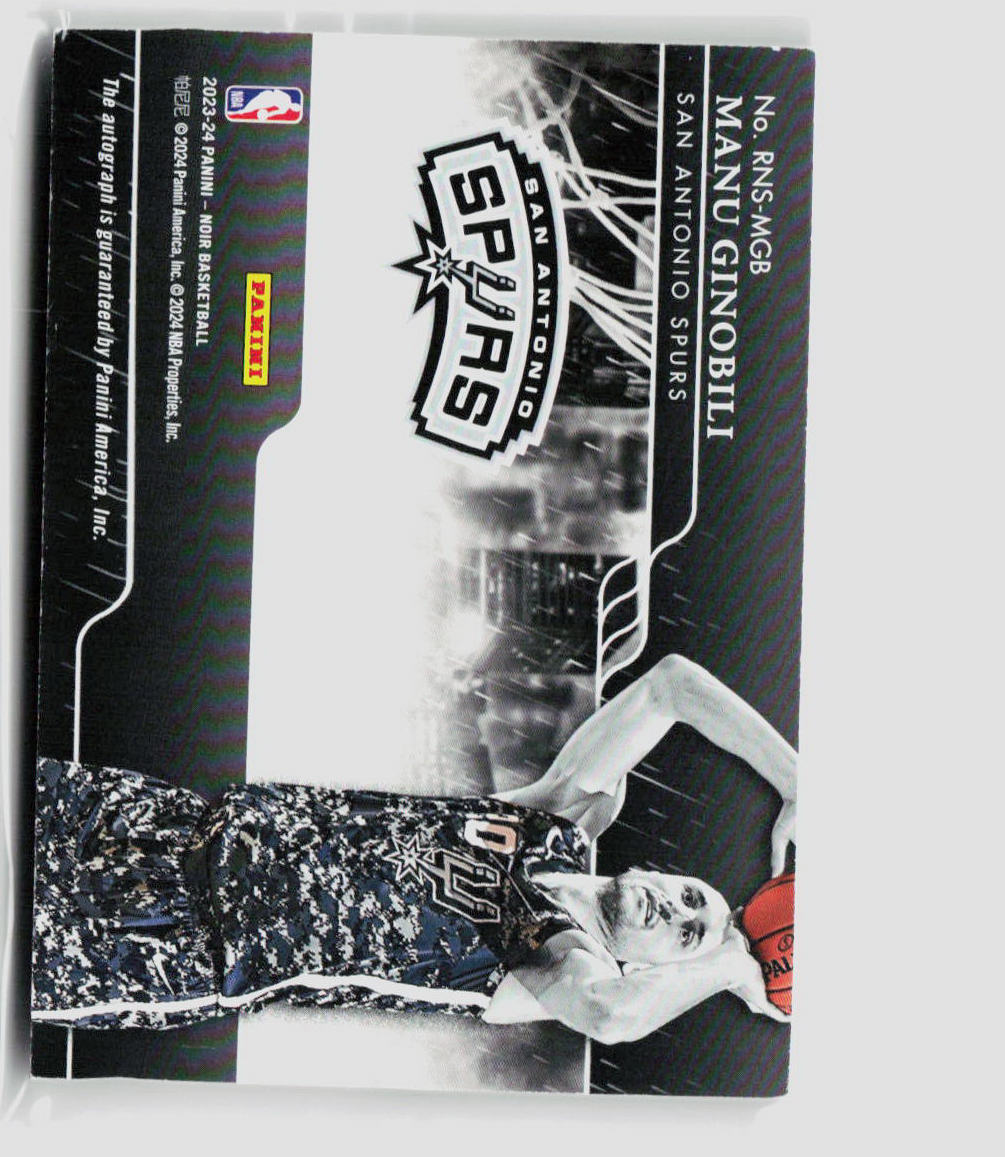 2023 Panini Noir Manu Ginobili Reigning Nights 05/25 RNS MGB Basketball Trading Card - Perfect for NBA Collectors & Sports Memorabilia Enthusiasts