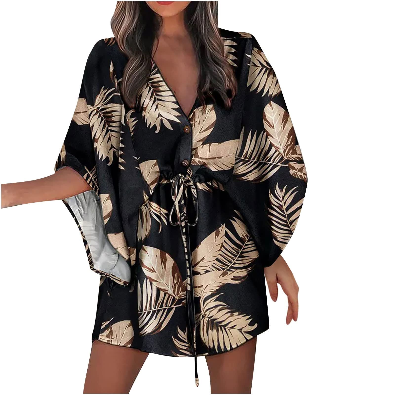 **Women's Floral Ruffle Mini Dress - 2023 Spring Summer Casual Boho Swing Dress for Beach, Vacation & Party | Loose A-Line Flowy Design | Sexy Valentine's Day Outfit (Black, XX-Large)**    *Perfect for beach getaways, summer vacations, boho parties, and romantic Valentine's Day dates.*