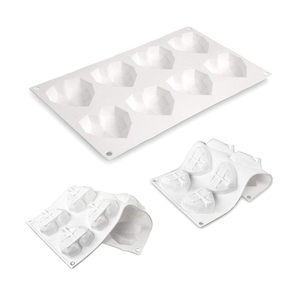 Beicemania® 3D Heart-Shaped Silicone Cake Mold - Small Chocolate & Mousse Baking Tin with White Diamond Design | Perfect for Valentine's Day, Birthday Cakes, and DIY Desserts