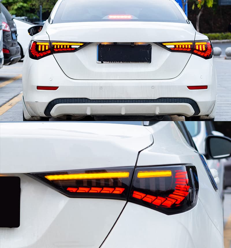 TT-ABC LED Tail Lights for Nissan Sentra 2020-2023 - Smoked Lens with Start Animation - Direct Fit Replacement Rear Lamp Assembly - Enhanced Night Visibility & Style Upgrade for Daily Commute & Custom Car Builds