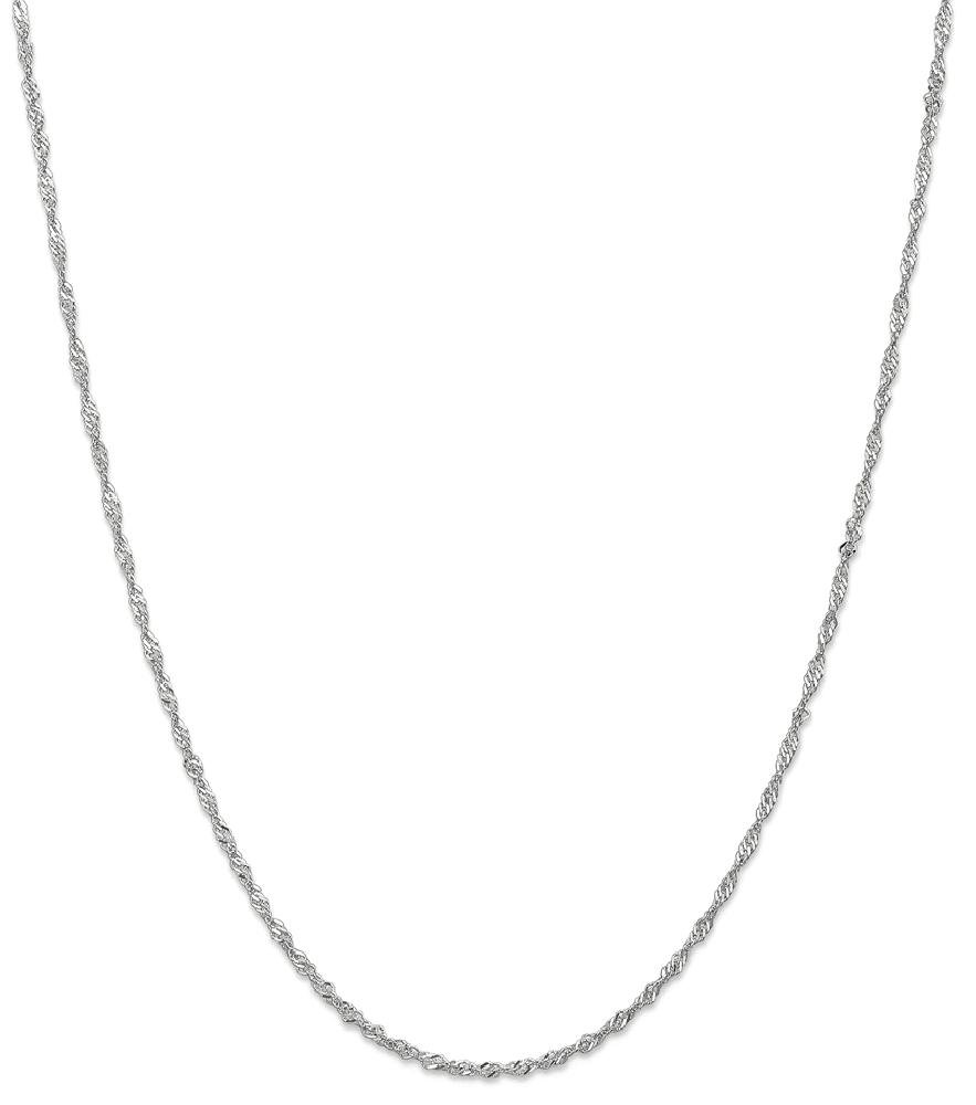 14K Solid White Gold 1.6mm Singapore Chain Anklet - Dainty Summer Beach Foot Jewelry for Women, Perfect for Vacation, Wedding & Everyday Wear