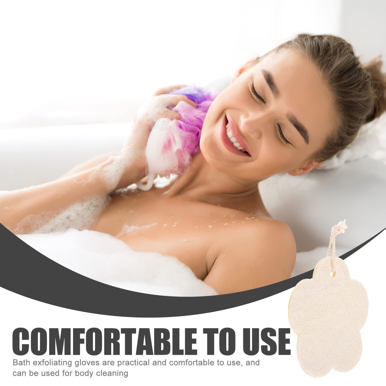 Beaupretty Flower Shaped Natural Cotton Loofah Sponge - Exfoliating Body Scrubber for Men, Women & Kids - Gentle Shower Bath Sponge for Soft Skin - Perfect for Daily Shower, Spa & Skincare Routine