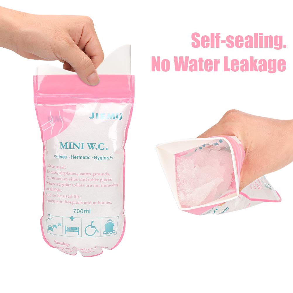 8 Pack Disposable Urine Bags for Travel & Emergency - Portable Pee Bags for Camping, Traffic Jams, Hospitals - Unisex Design for Men, Women & Kids - Ideal for Road Trips, Outdoor Adventures & Medical Needs (Pink)