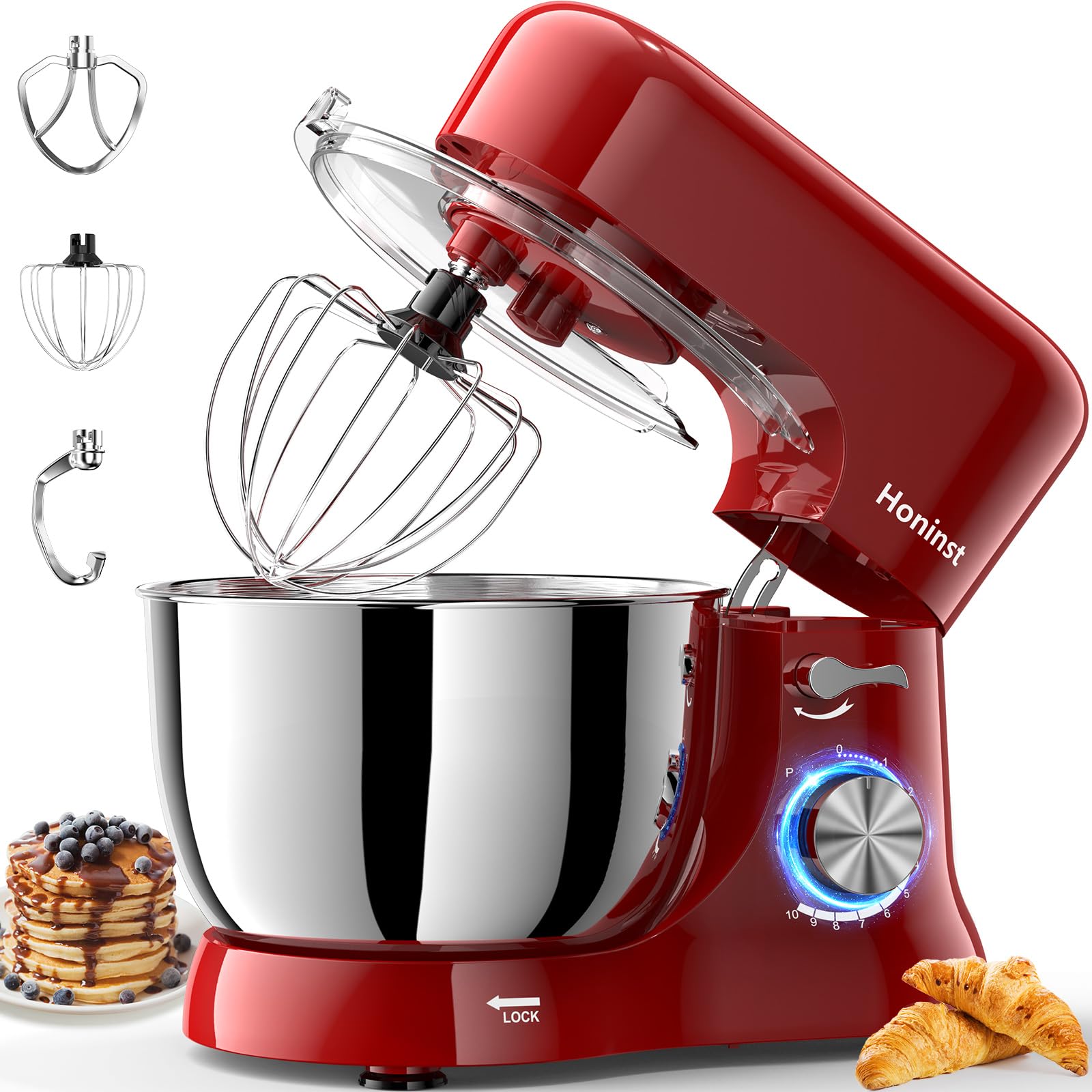 **5.5QT Stand Mixer - 10-Speed Tilt-Head Electric Kitchen Mixer with Bowl, Dough Hook, Whisk & Beater - Perfect for Baking Cakes, Cookies & Dough - Ideal for Home Bakers & Cooking Enthusiasts (Red)**