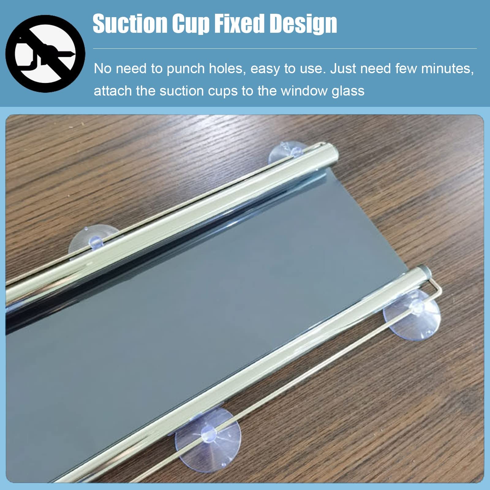 Blue One-Way Mirror Sun Shade Roller Blind with Suction Cups - Anti-UV Portable Window Cover Curtain for Home, Office & Car (83x150cm/32.6x59in) - Perfect for Privacy, Sun Protection & Temperature Control