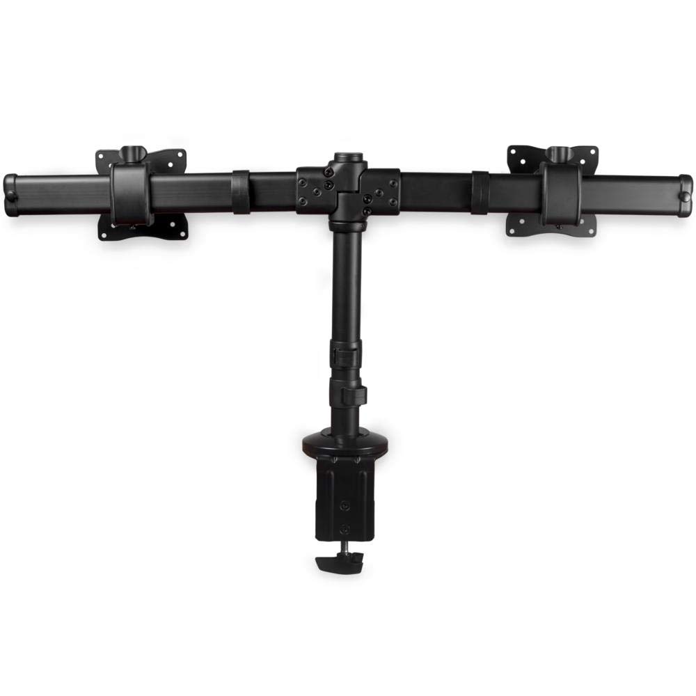 StarTech.com Dual Monitor Mount Stand for 13'' to 27'' Screens - Adjustable VESA Desk Mount with Clamp & Grommet Hole Installation - Ergonomic Dual Monitor Arm for Home Office & Gaming Setup (Black, ARMBARDUOG) - Perfect for Workspace Organization & Multi-Tasking