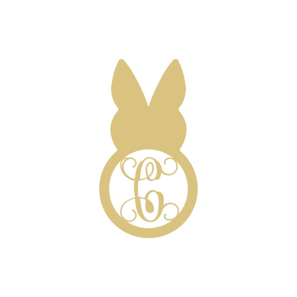 Custom Rabbit Monogram Unfinished Wood Easter Door Hanger - 12