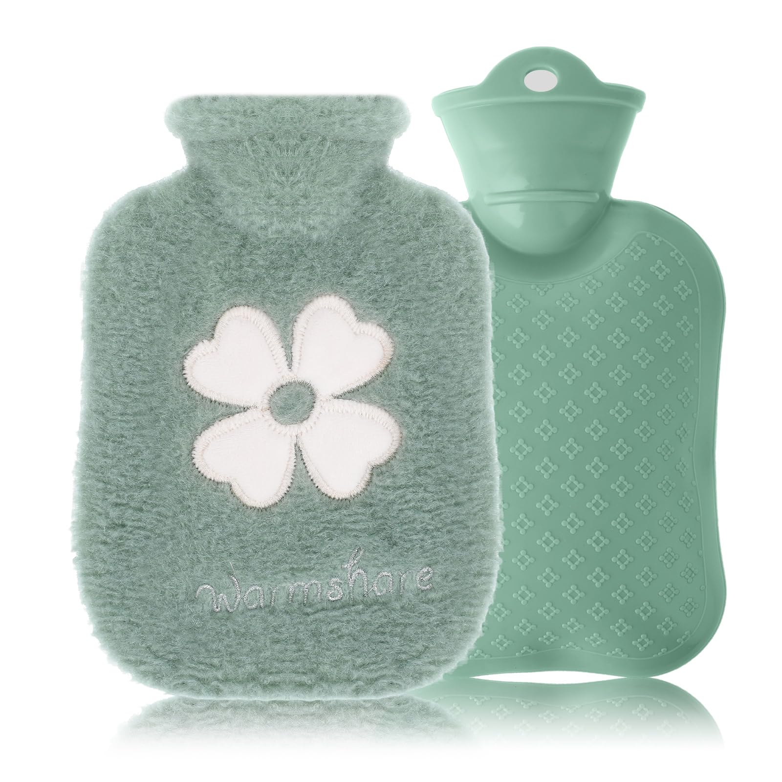 Premium 500ml Hot Water Bottle with Soft Faux Fur Cover - 2-in-1 Hot & Cold Therapy for Pain Relief - Leakproof Warm Water Bag for Women & Men - Perfect for Period Cramps, Back Pain & Winter Warmth (Green)
