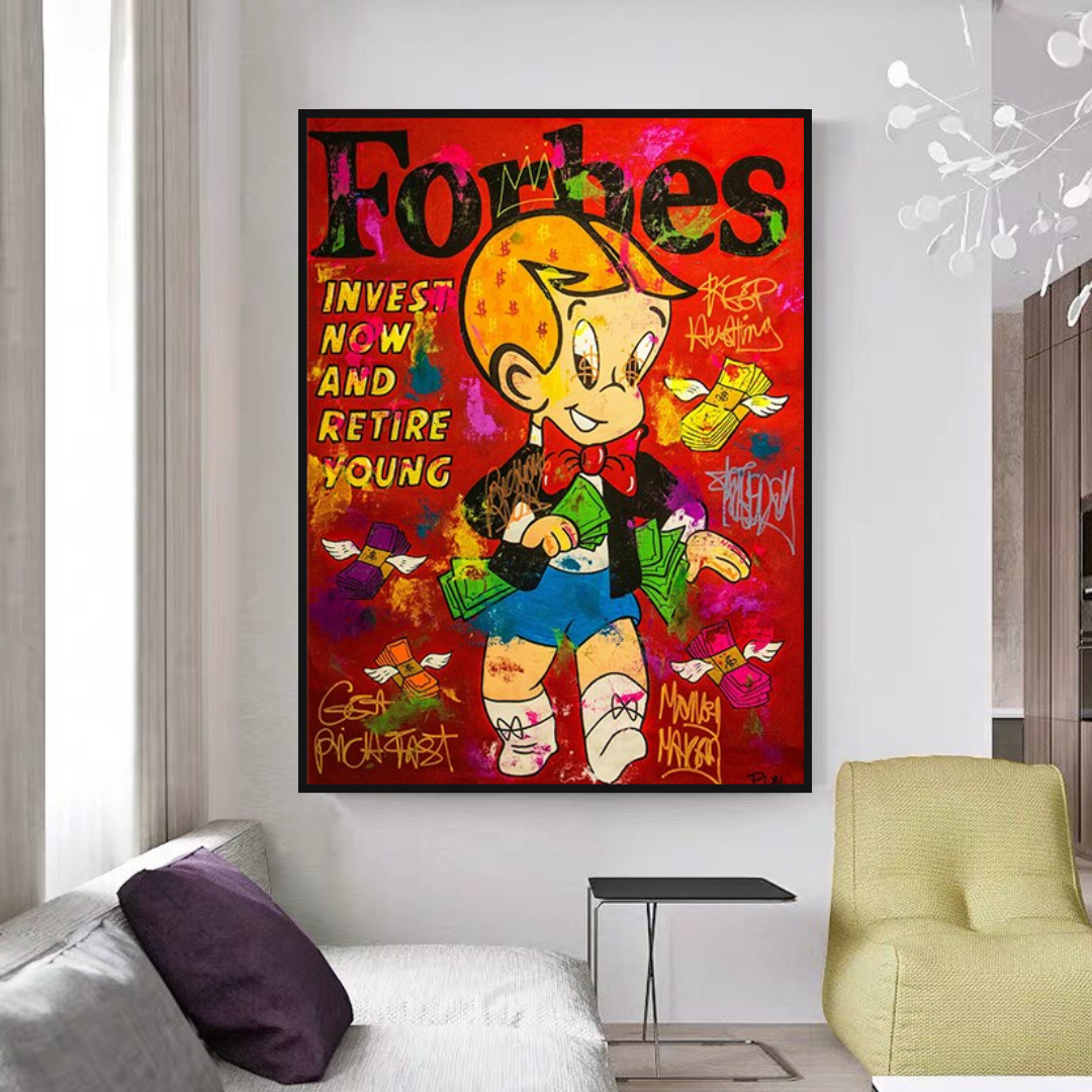Alec Monopoly Canvas Wall Art - Forbes Richie Invest It All - Modern Pop Art for Home & Office Decor - Perfect for Living Room, Bedroom, or Office Wall