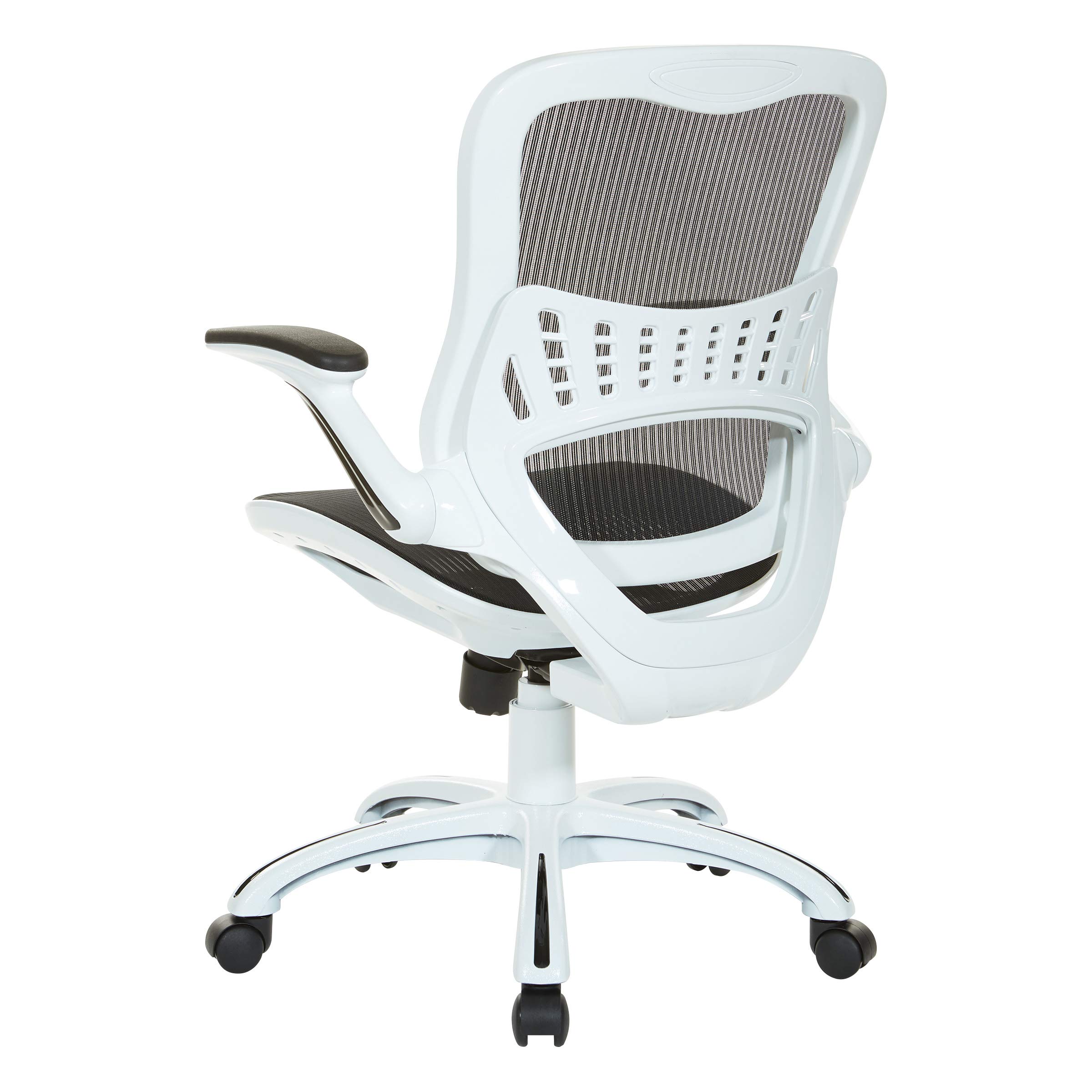 OSP Home Furnishings Riley Ergonomic Mesh Office Chair - Breathable Back & Seat, White Base with Black - Perfect for Home Office, Executive Desk & Workspace