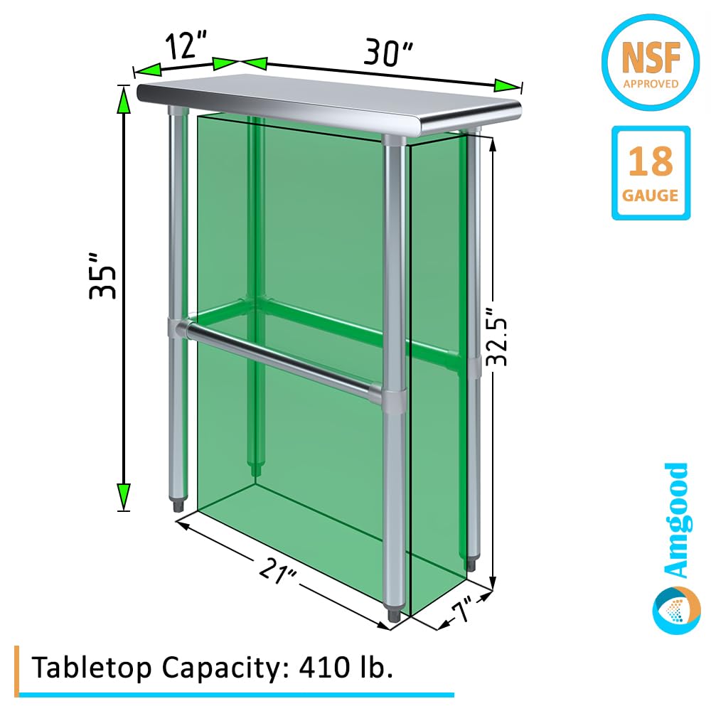 AmGood NSF Certified Stainless Steel Work Table - 12