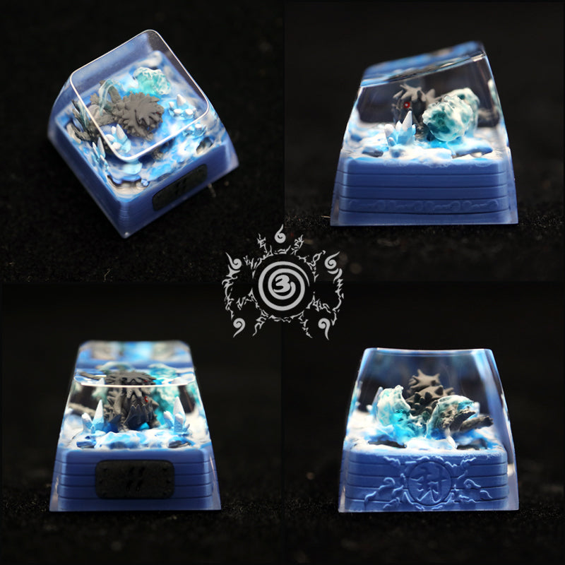 Naruto Bijuu Crystal Resin Keycaps - Custom Anime Themed Glue Drops Keycaps for Mechanical Keyboards - Perfect for Gaming, Typing & Anime Decor