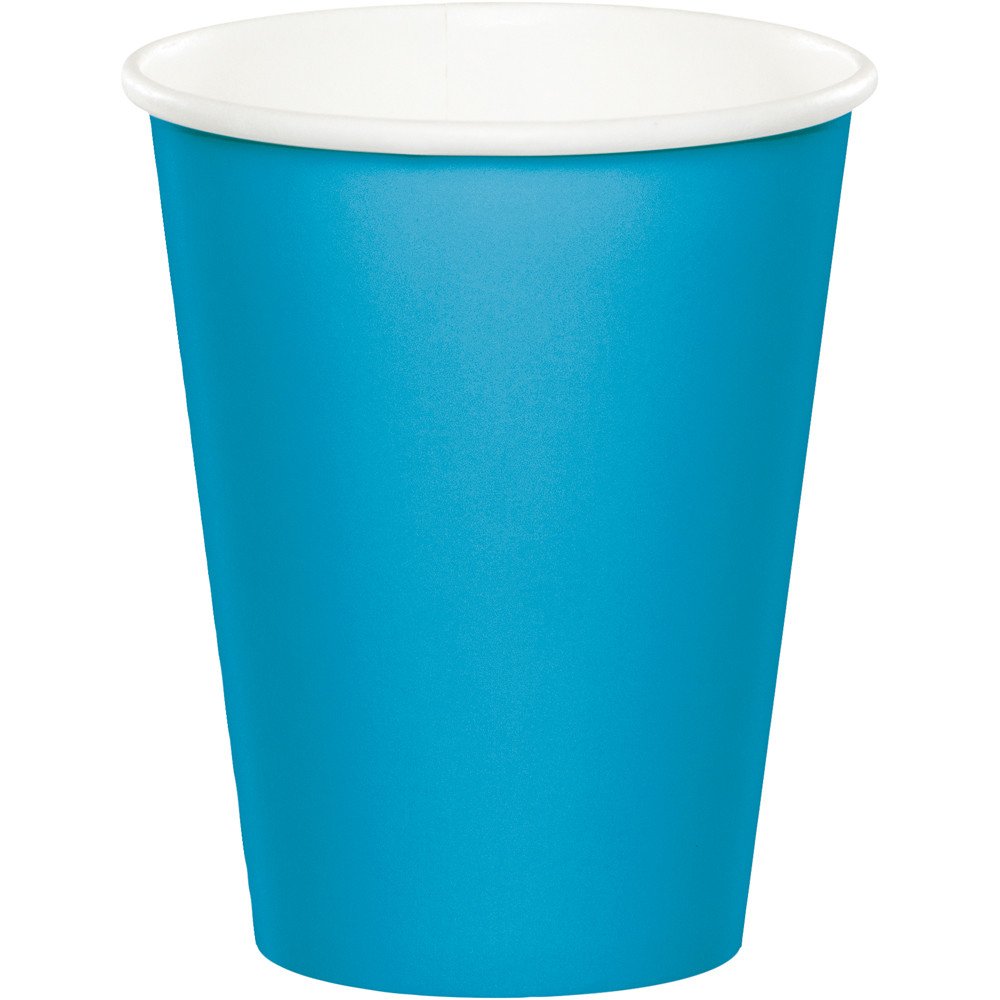 Creative Converting 240 Count Case Touch of Color Paper Hot/Cold Cups, 9 oz, Turquoise - Disposable Party Cups for Coffee, Tea, and Beverages at Weddings, Events, and Office Use
