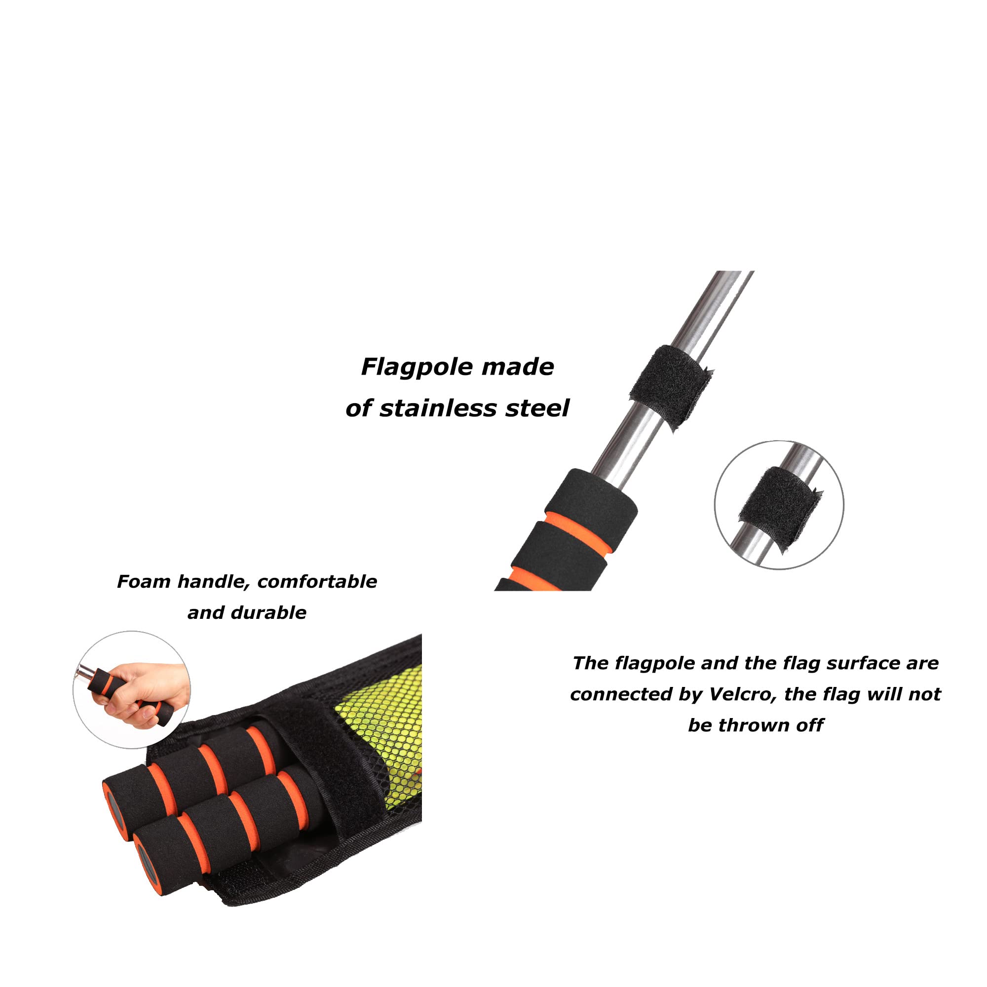 Professional Soccer Referee Flag Set - Checkered Linesman Flags with Case, Metal Pole & Foam Handle - Waterproof Red/Yellow Cards with Notebook & Pencil - 2 Stainless Steel Whistles with Lanyard - Perfect for Soccer Matches, Training & Officiating Games (Style 2)