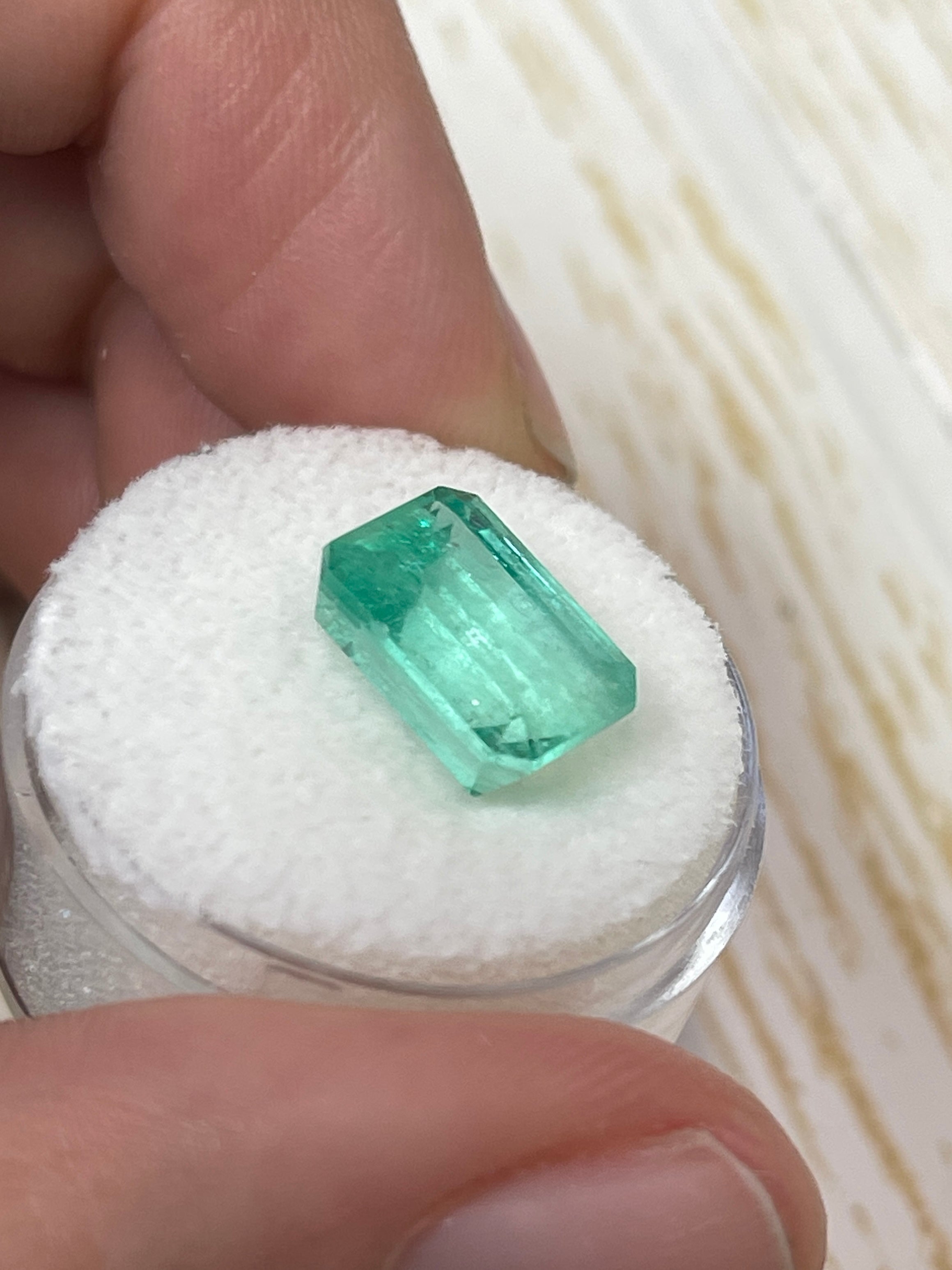 5.55 Carat 12x8mm Pastel Green Natural Loose Colombian Emerald Gemstone - Emerald Cut for Jewelry Making, Engagement Rings & Luxury Gifts